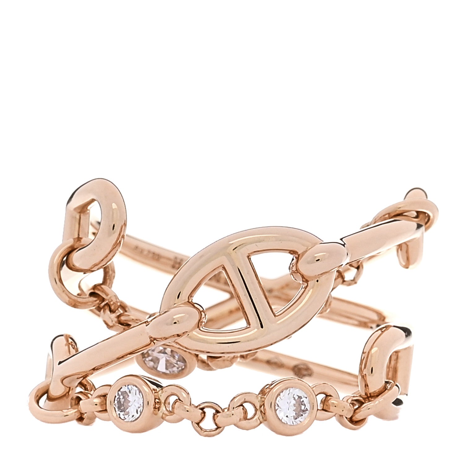 18K Rose Gold Diamond MM Chaine d'Ancre Chaos Ring 54 7