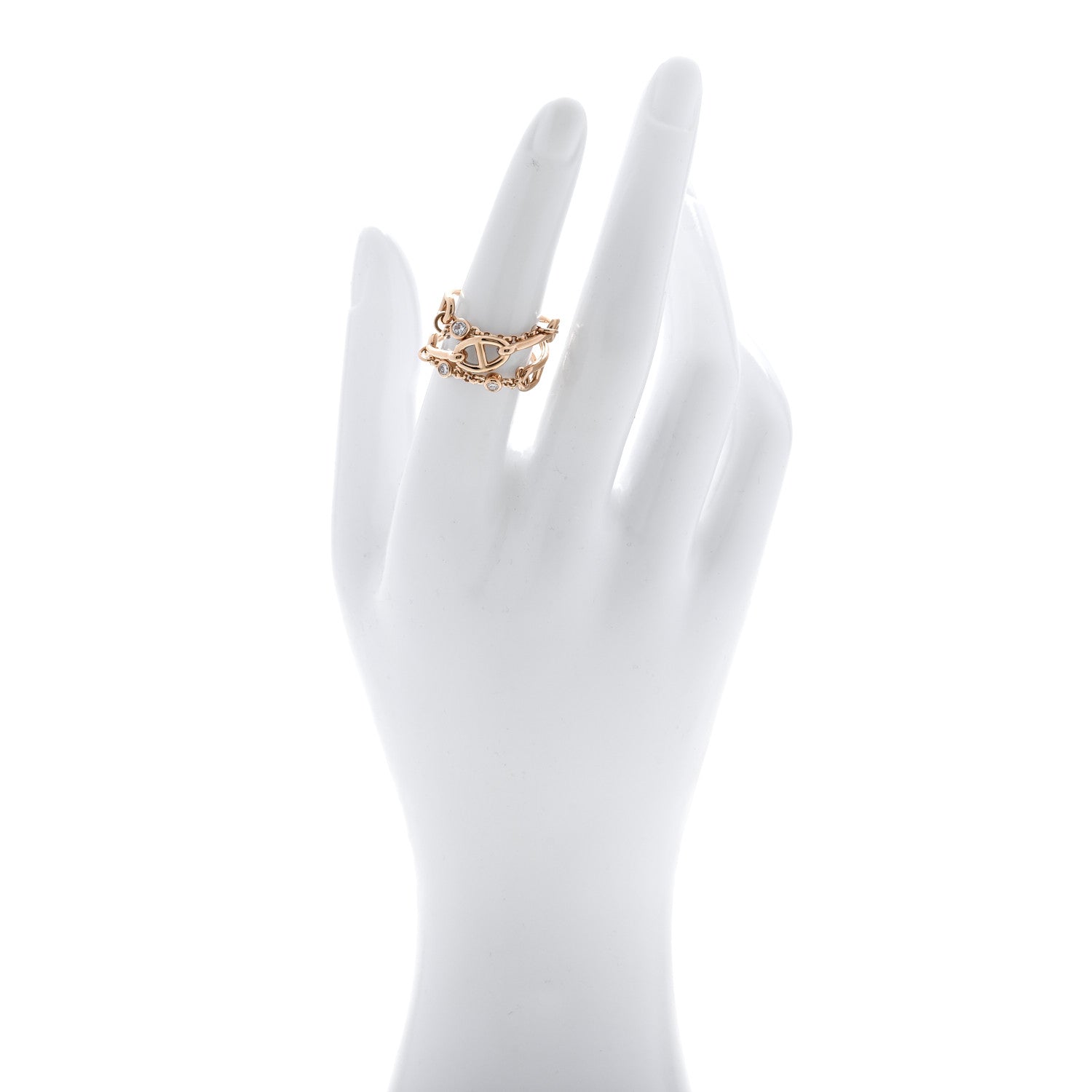 18K Rose Gold Diamond MM Chaine d'Ancre Chaos Ring 54 7 — view 2