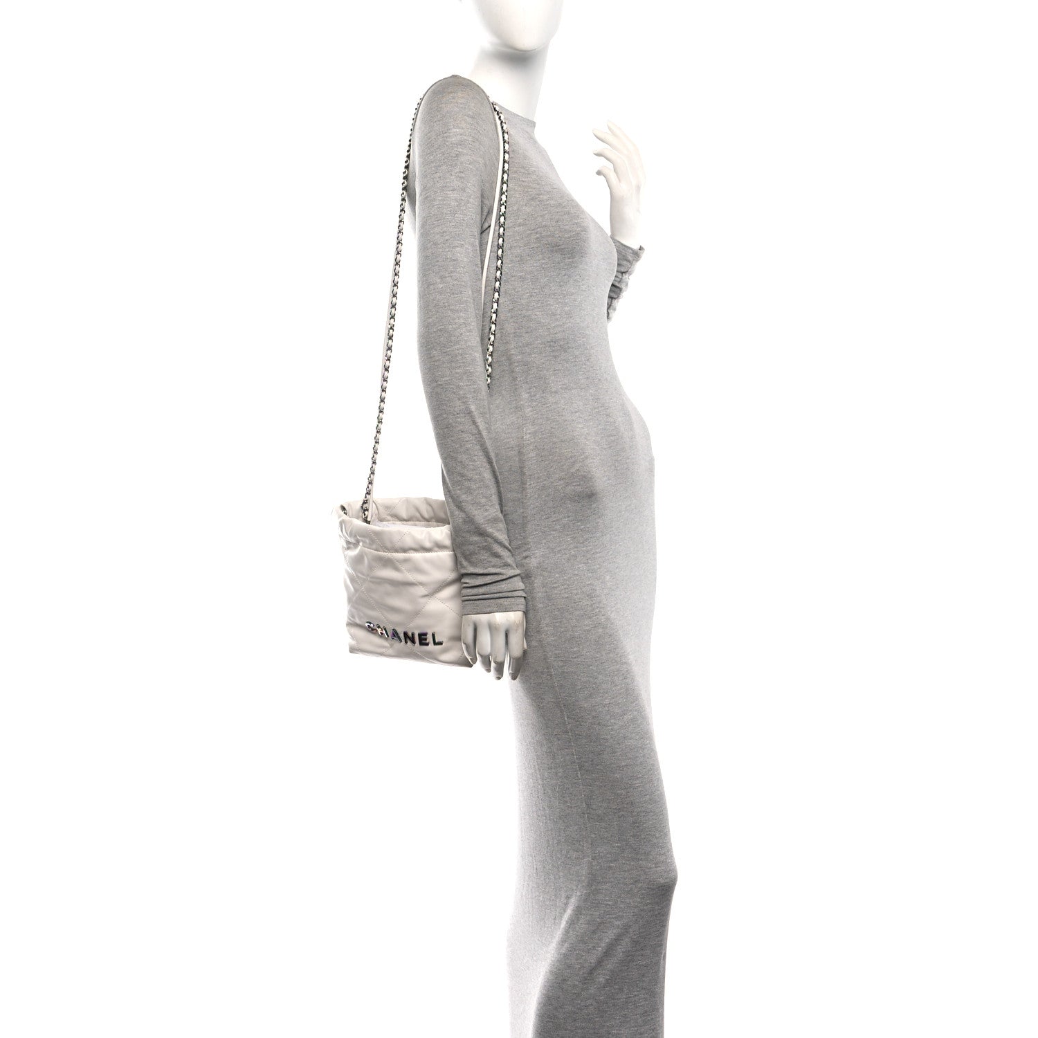 Shiny Calfskin Quilted Rainbow Mini Chanel 22 White — view 2