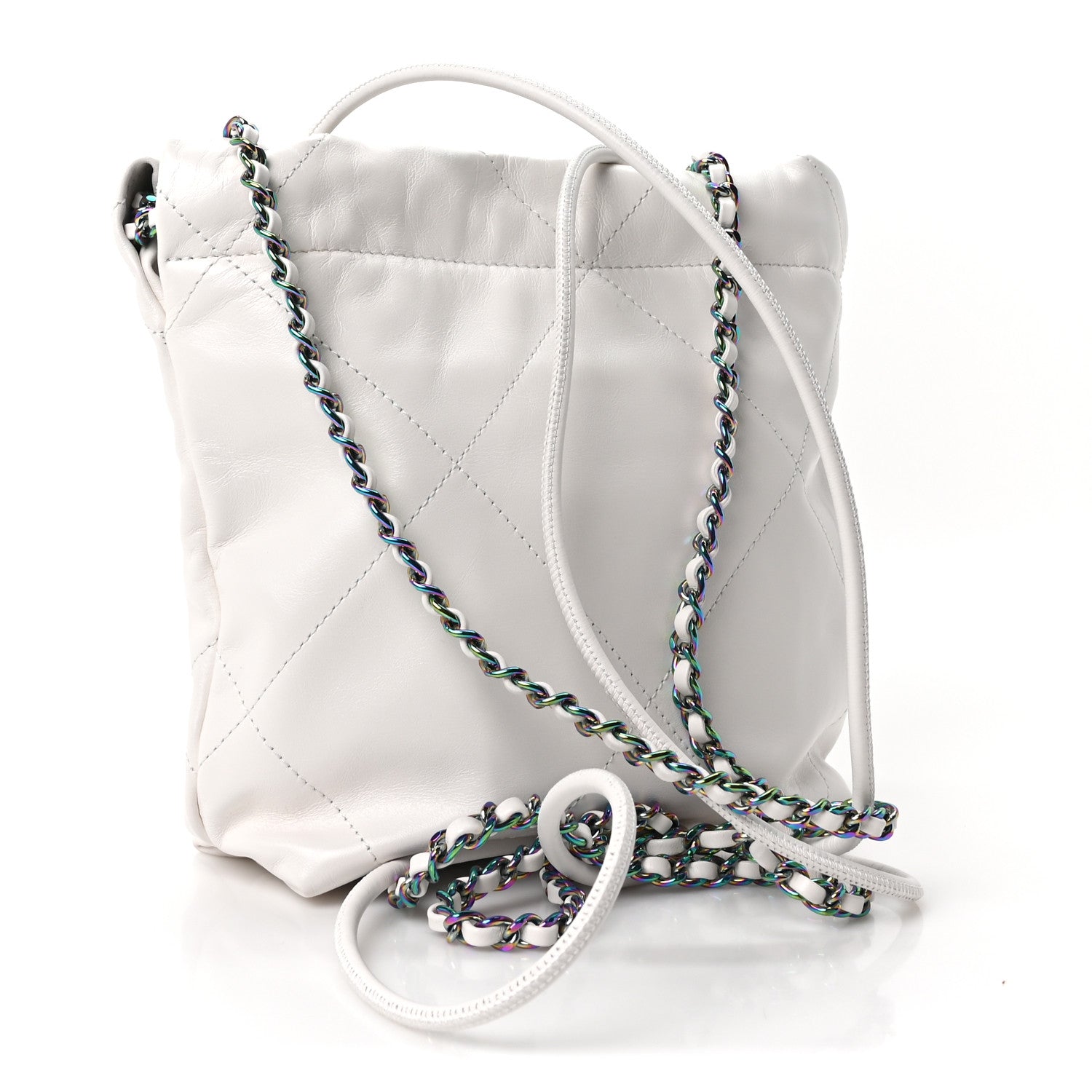Shiny Calfskin Quilted Rainbow Mini Chanel 22 White — view 3
