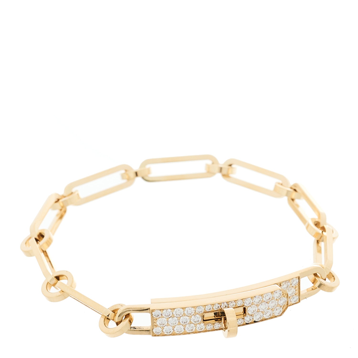 18K Yellow Gold Diamond Pave PM Kelly Chaine Bracelet SH