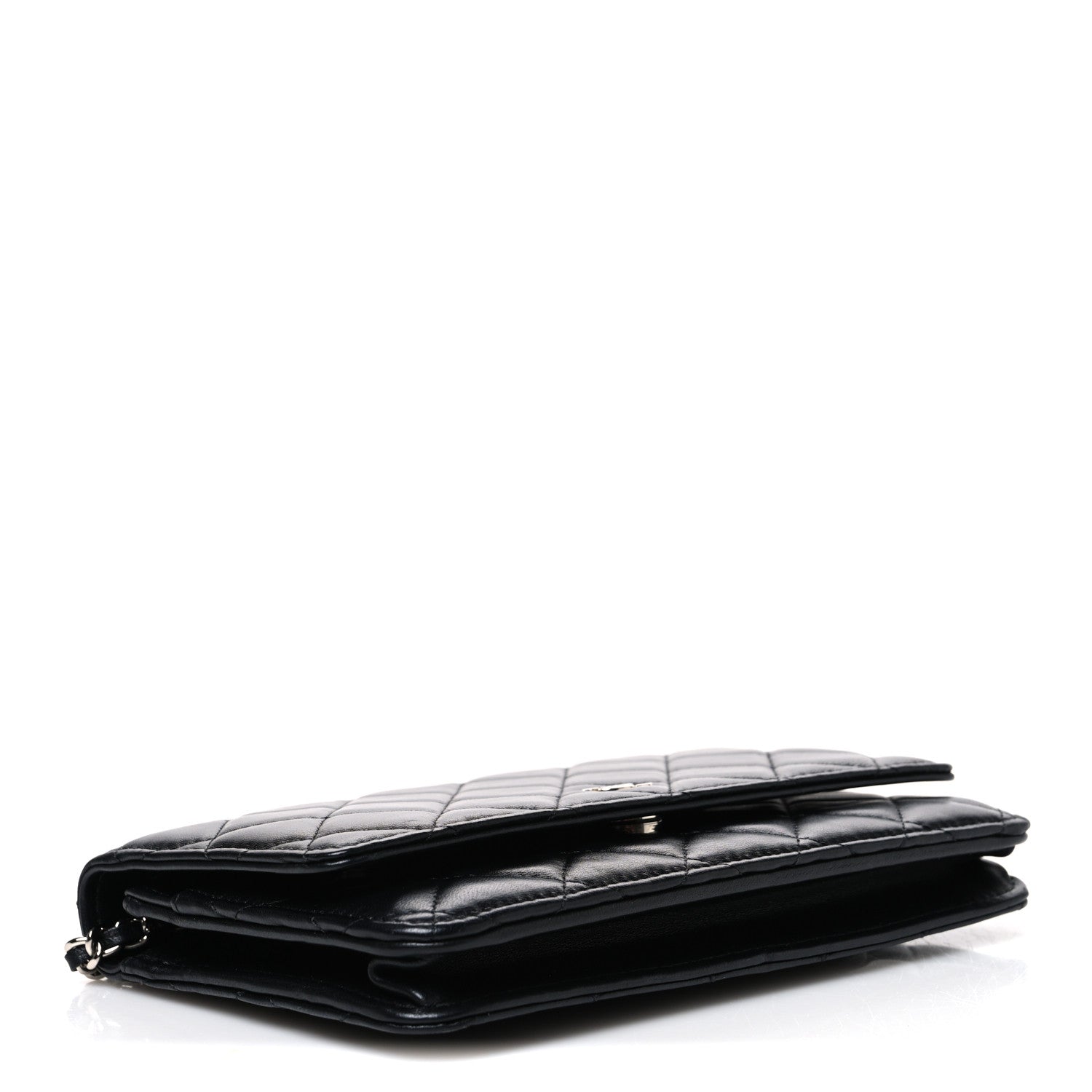 Lambskin Quilted Wallet On Chain WOC Black — view 4