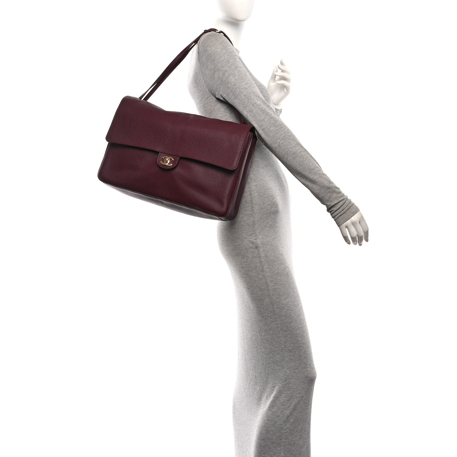 Grained Calfskin Souplissimo Maxi Flap Burgundy — view 2