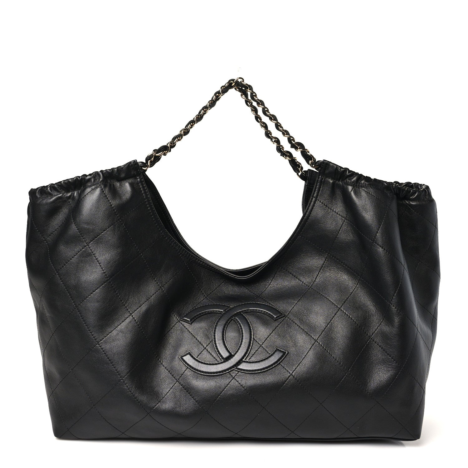Lambskin Quilted Neo Cabas Shopping Tote Black