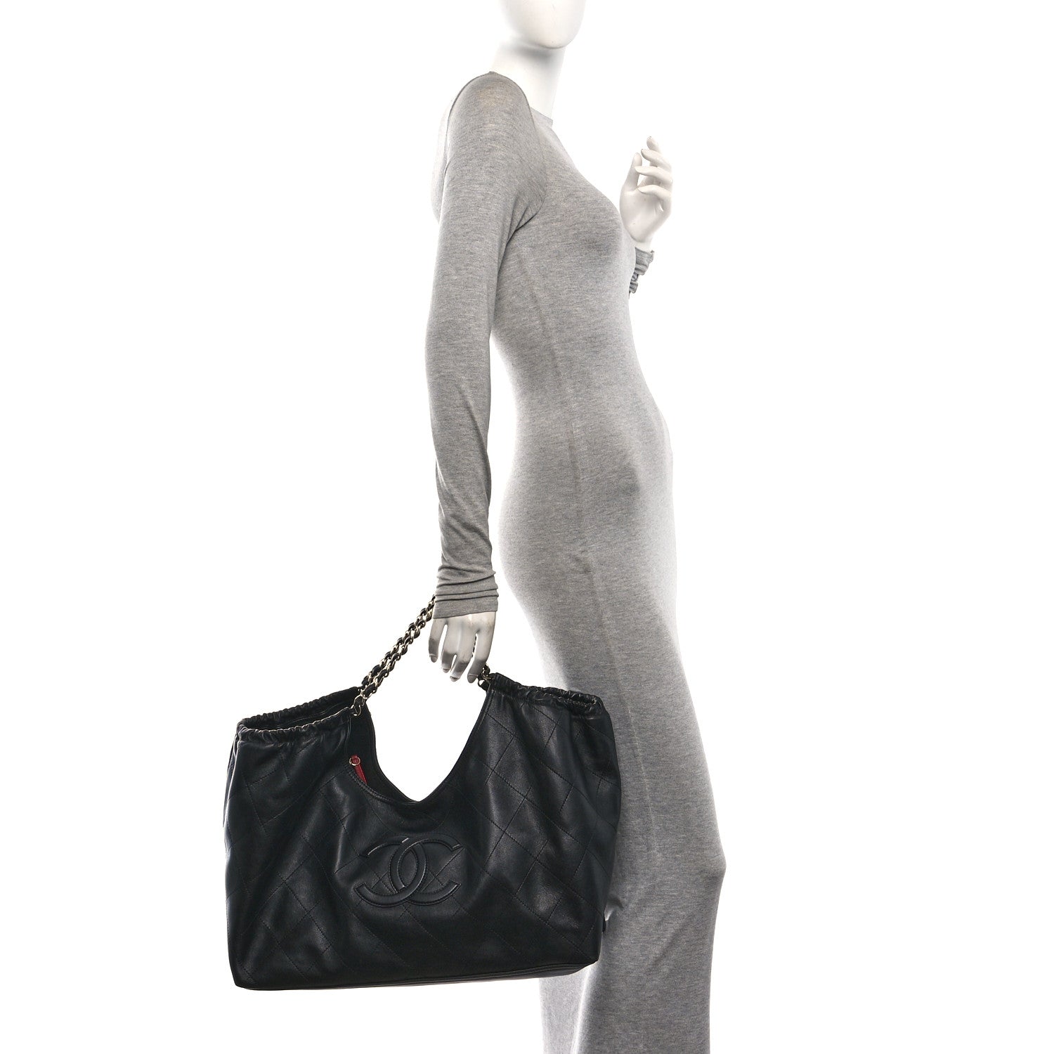Lambskin Quilted Neo Cabas Shopping Tote Black — view 2