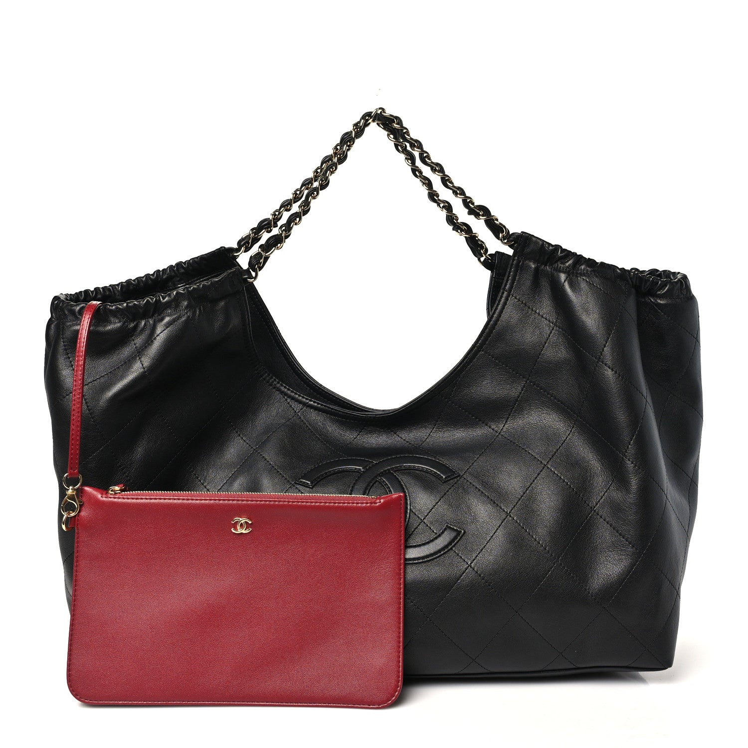 Lambskin Quilted Neo Cabas Shopping Tote Black — view 3