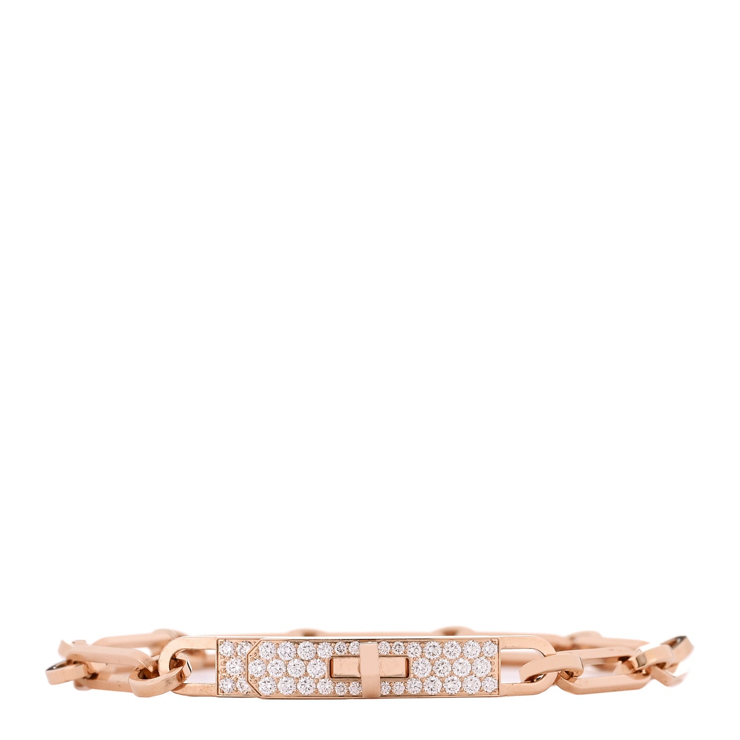 18K Rose Gold Diamond Pave PM Kelly Chaine Bracelet ST