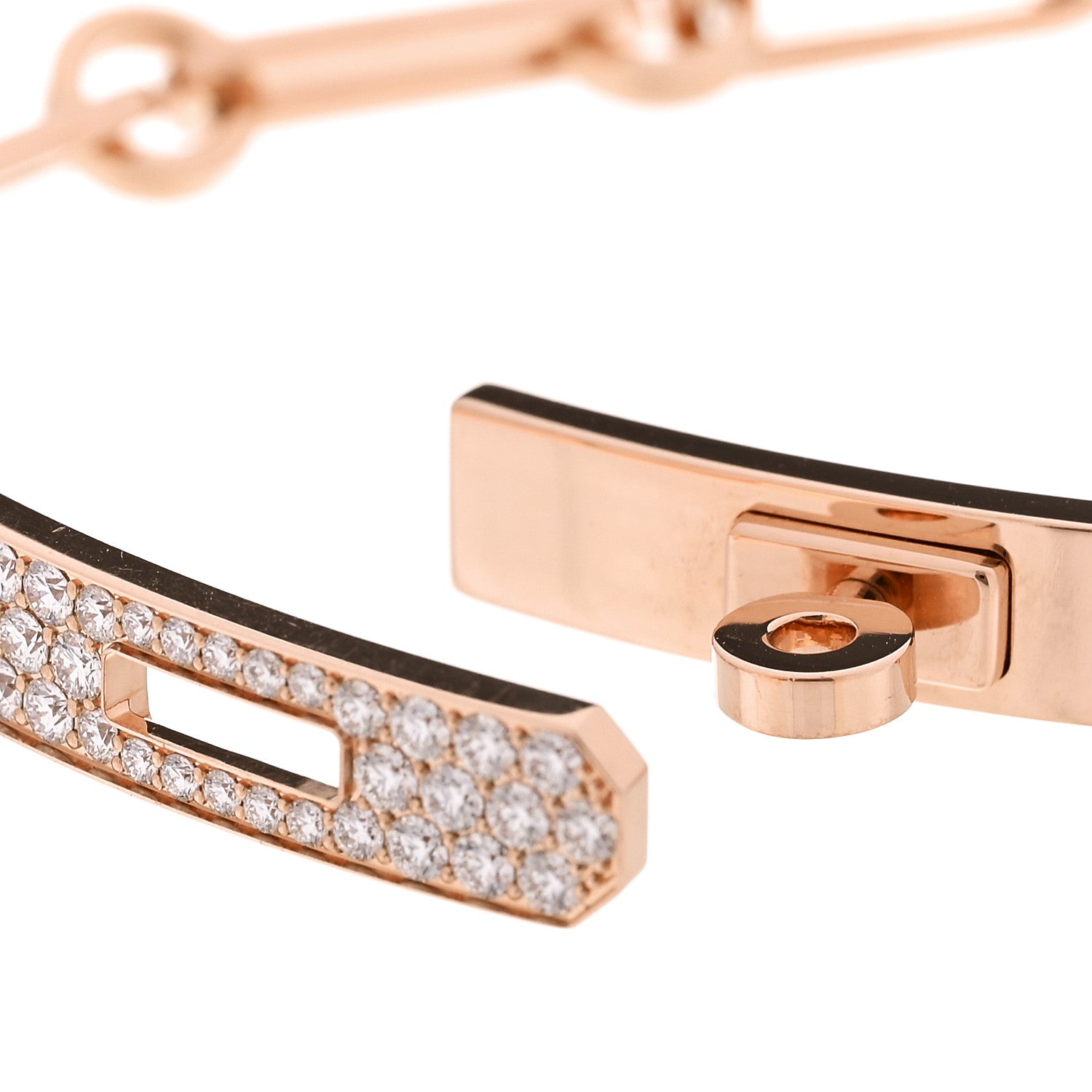 18K Rose Gold Diamond Pave PM Kelly Chaine Bracelet ST — view 4