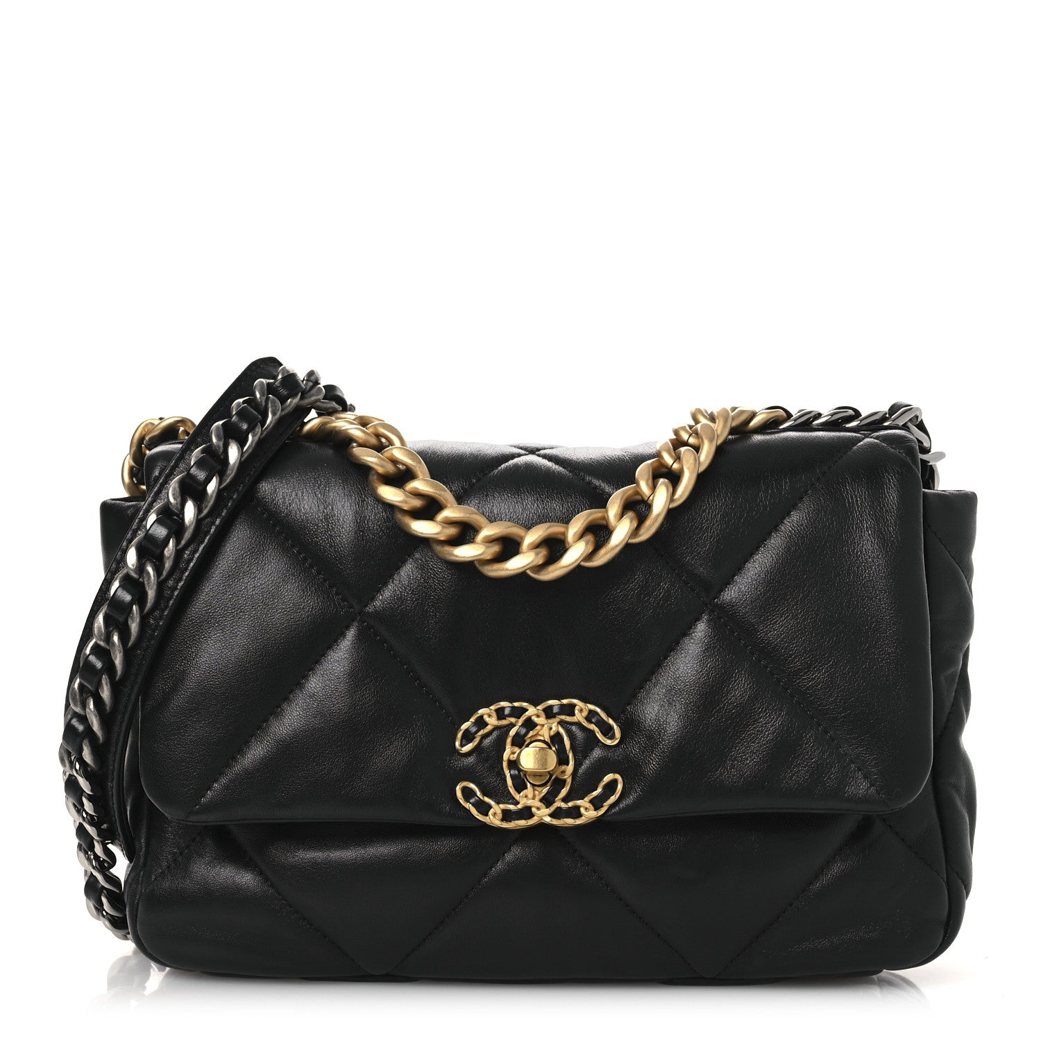 Lambskin Quilted Medium Chanel 19 Flap Black
