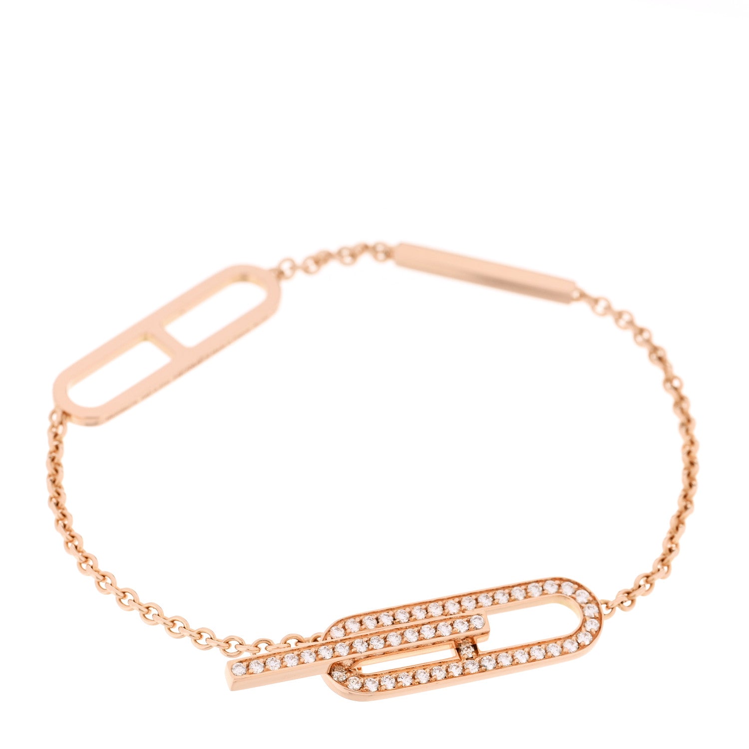 18K Rose Gold Diamond PM Ever Chaine D'Ancre Bracelet SH