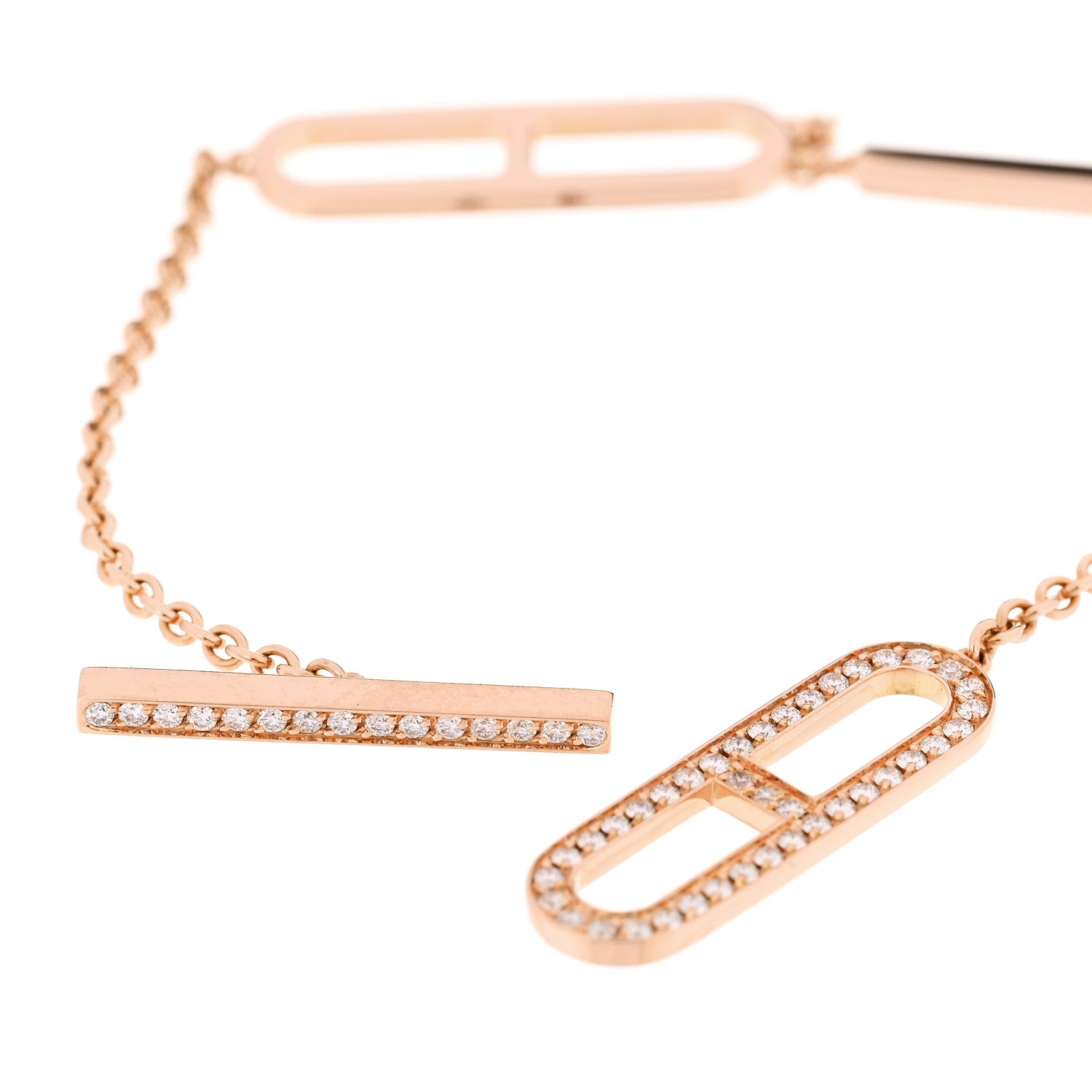 18K Rose Gold Diamond PM Ever Chaine D'Ancre Bracelet SH — view 3