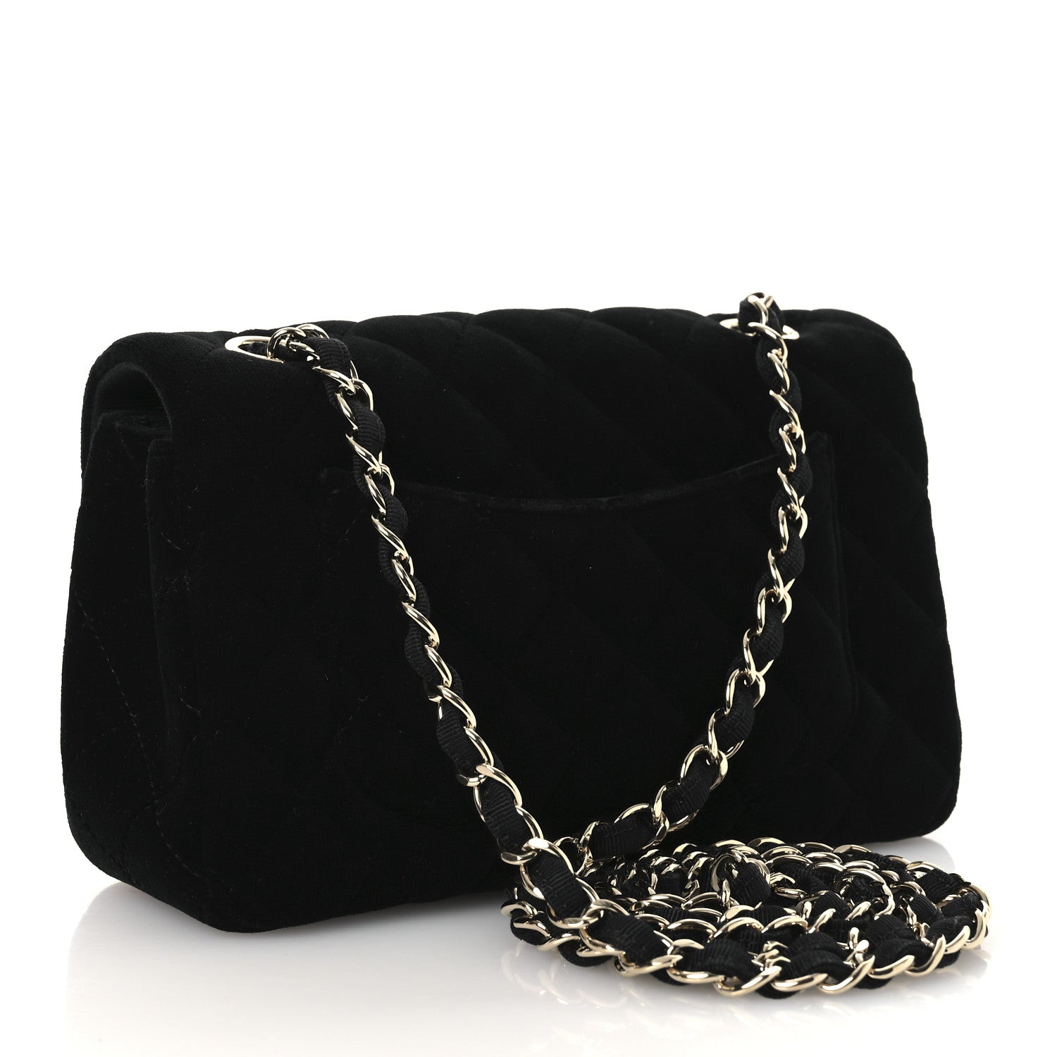 Velvet Quilted Mini Rectangular Flap Black — view 3