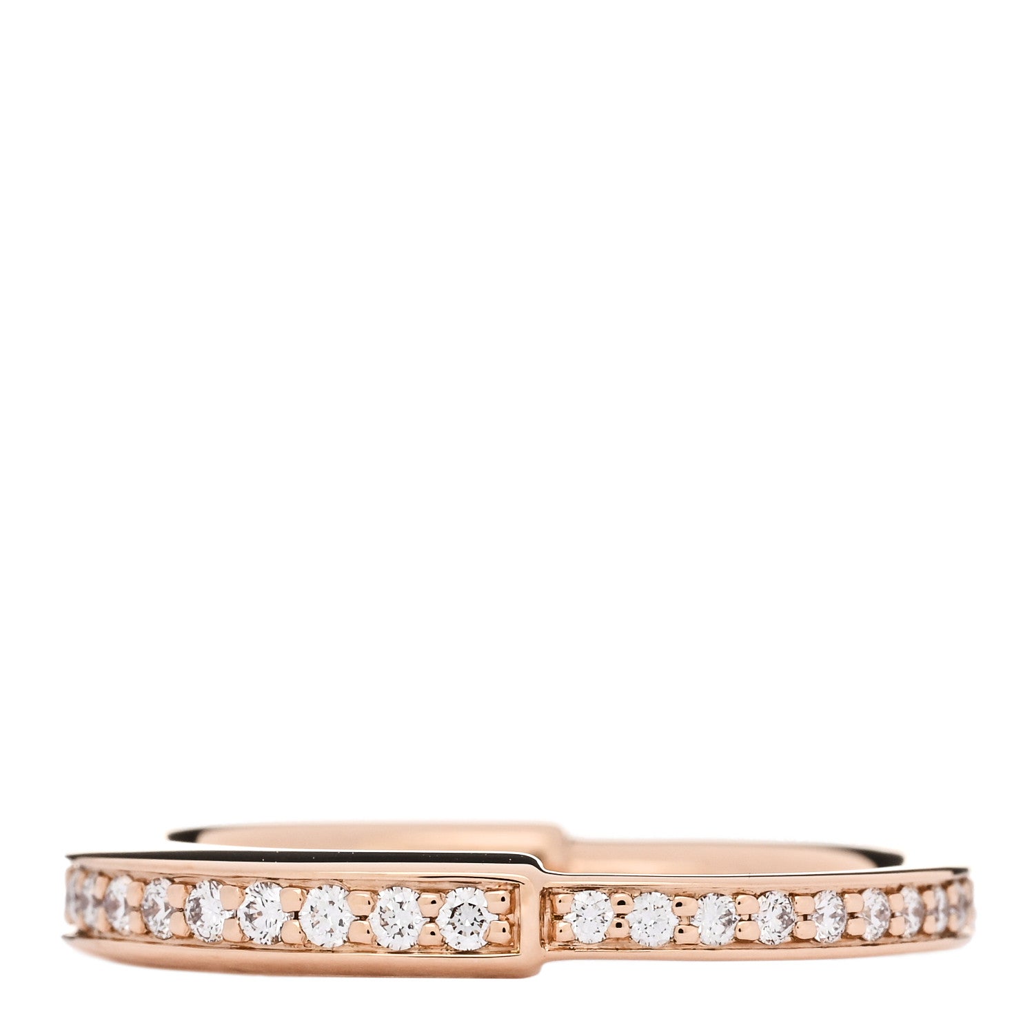 18K Rose Gold Diamond Lock Pave Ring 50 5.5