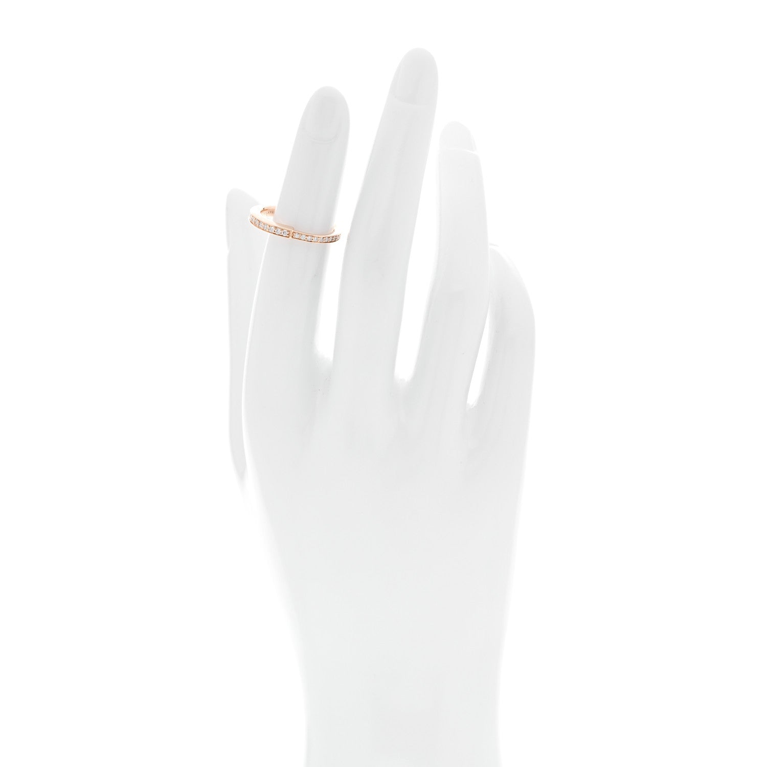 18K Rose Gold Diamond Lock Pave Ring 50 5.5 — view 2
