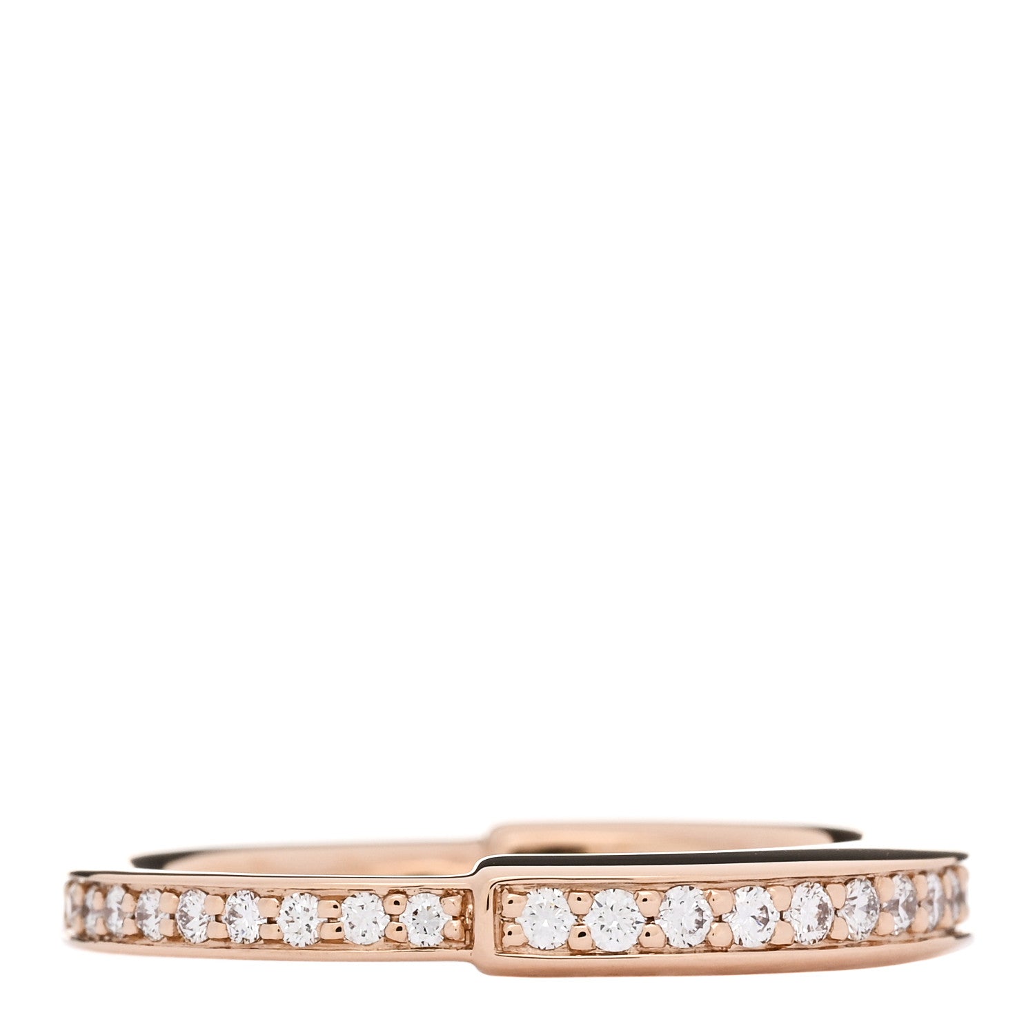 18K Rose Gold Diamond Lock Pave Ring 50 5.5 — view 3