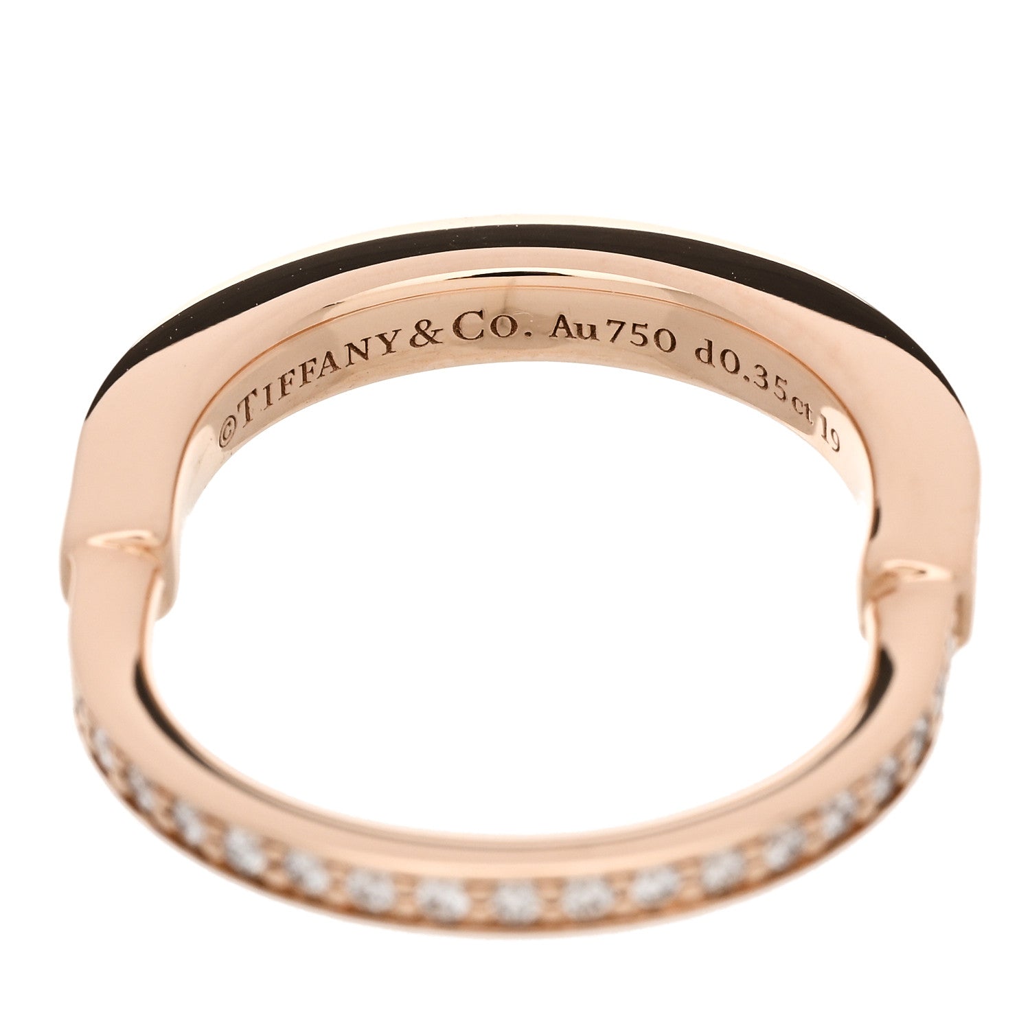 18K Rose Gold Diamond Lock Pave Ring 50 5.5 — view 4