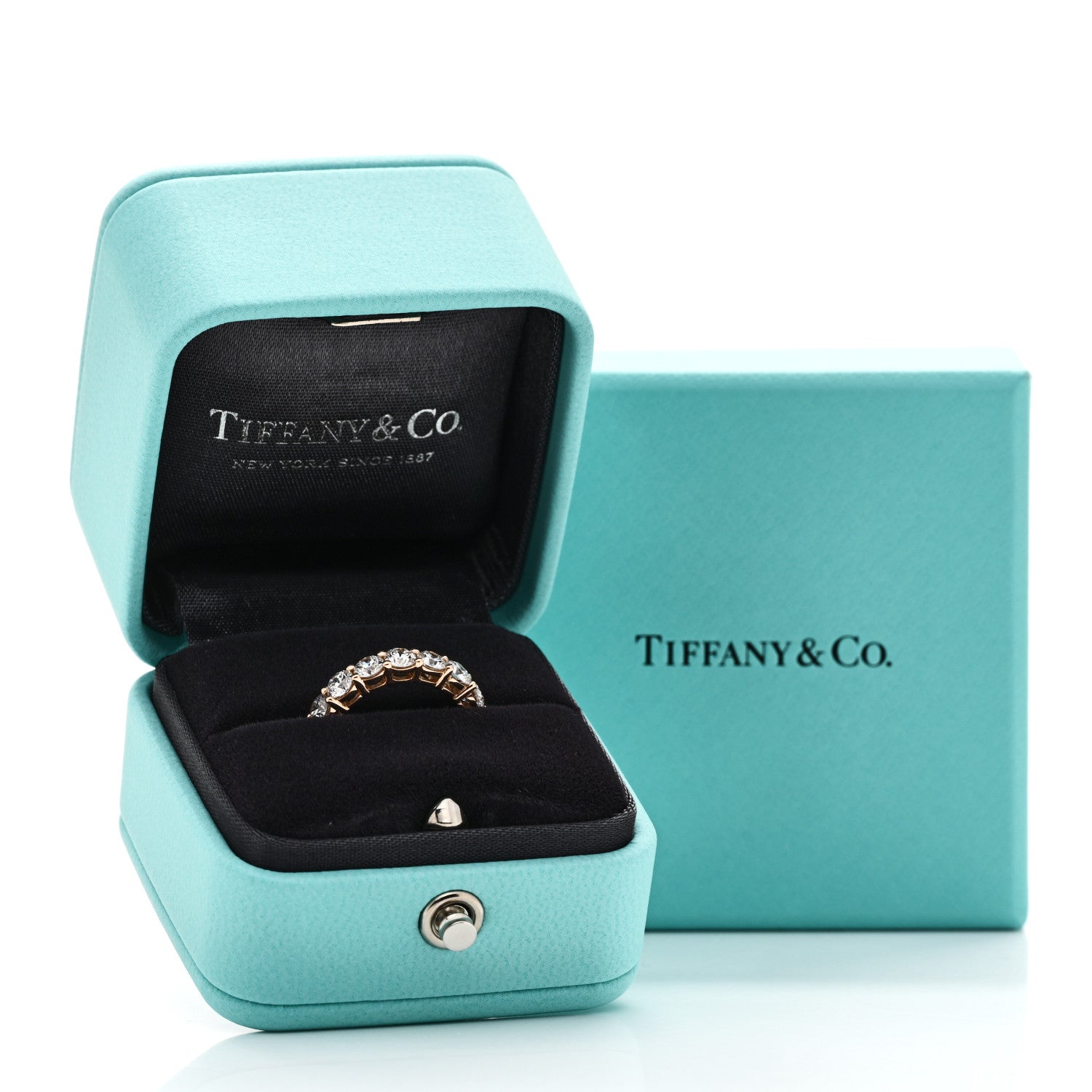 18K Rose Gold Diamond 3.5mm Forever Half Circle Band Ring 43 2.75 — view 5