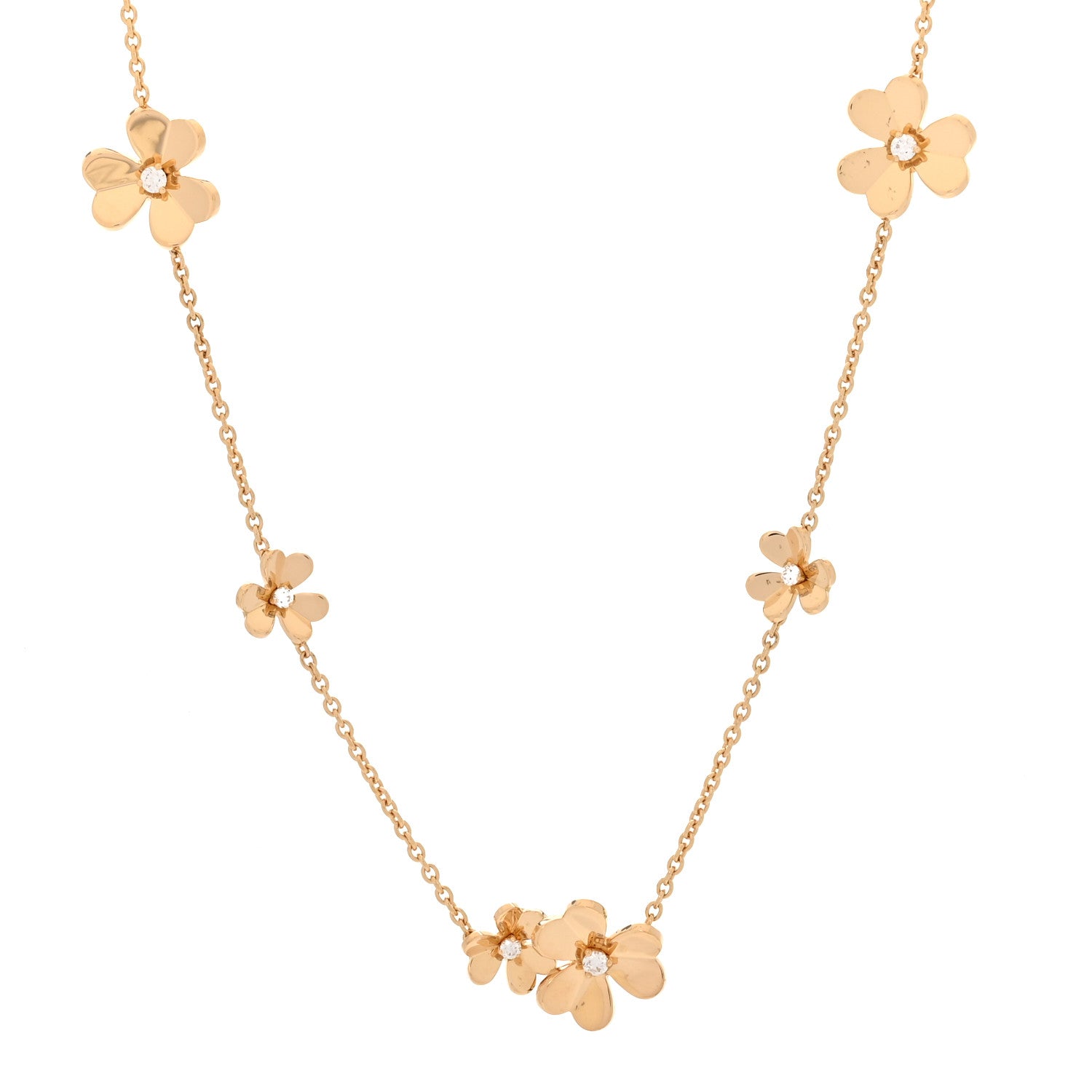 18K Yellow Gold Diamond Frivole 9 Flowers Necklace