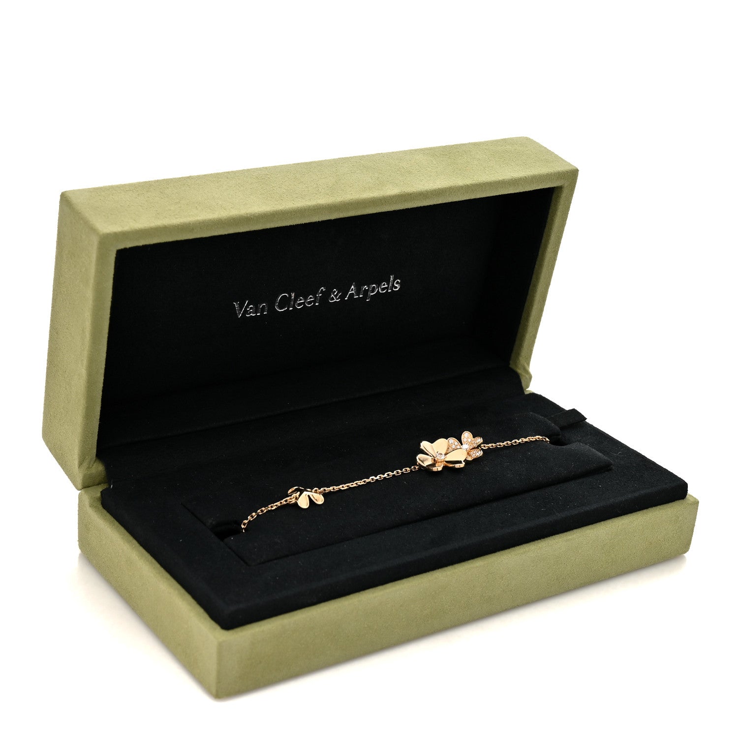 18K Yellow Gold Diamond Frivole 5 Flowers Bracelet — view 5