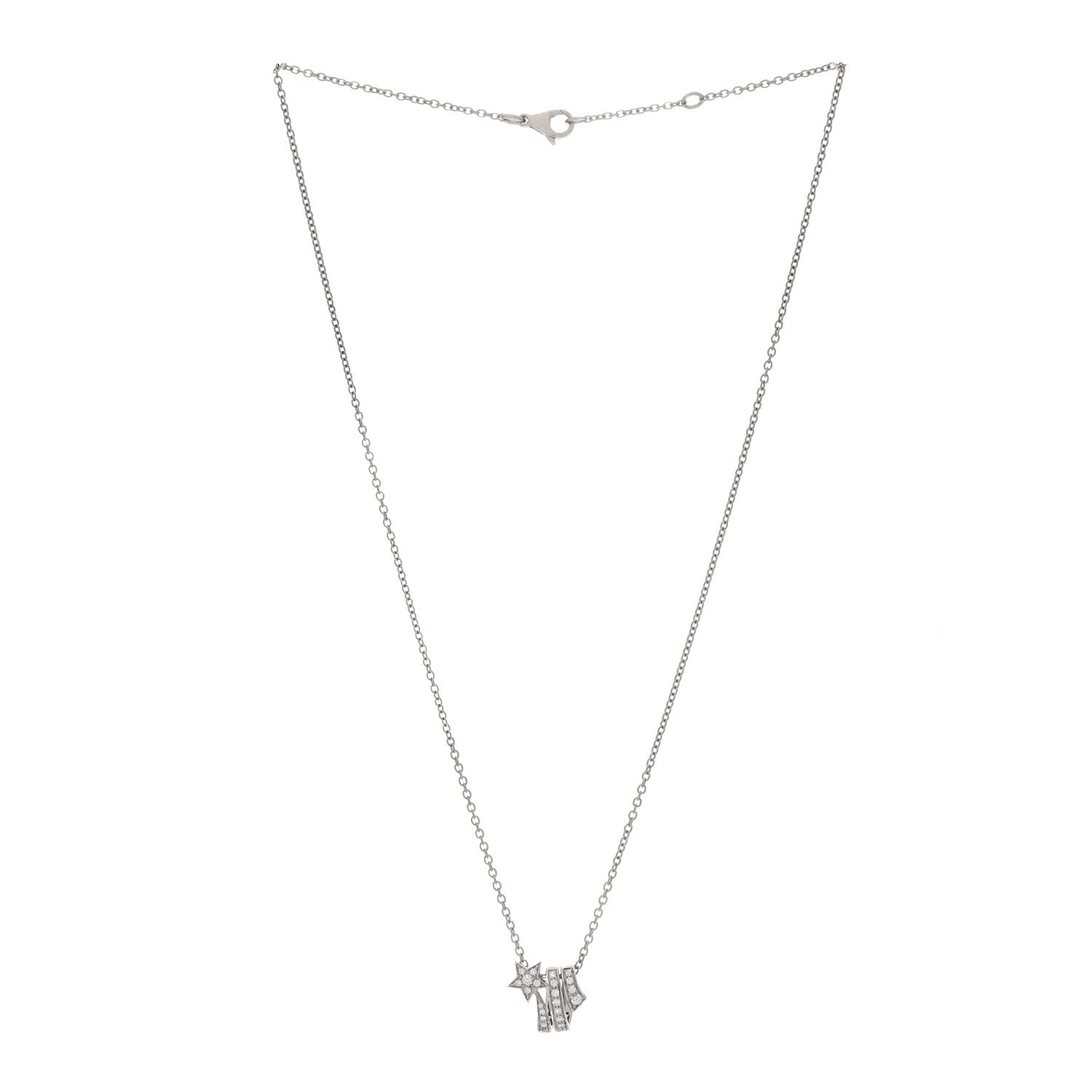 18K White Gold Diamond Comete Geode Pendant Necklace — view 2