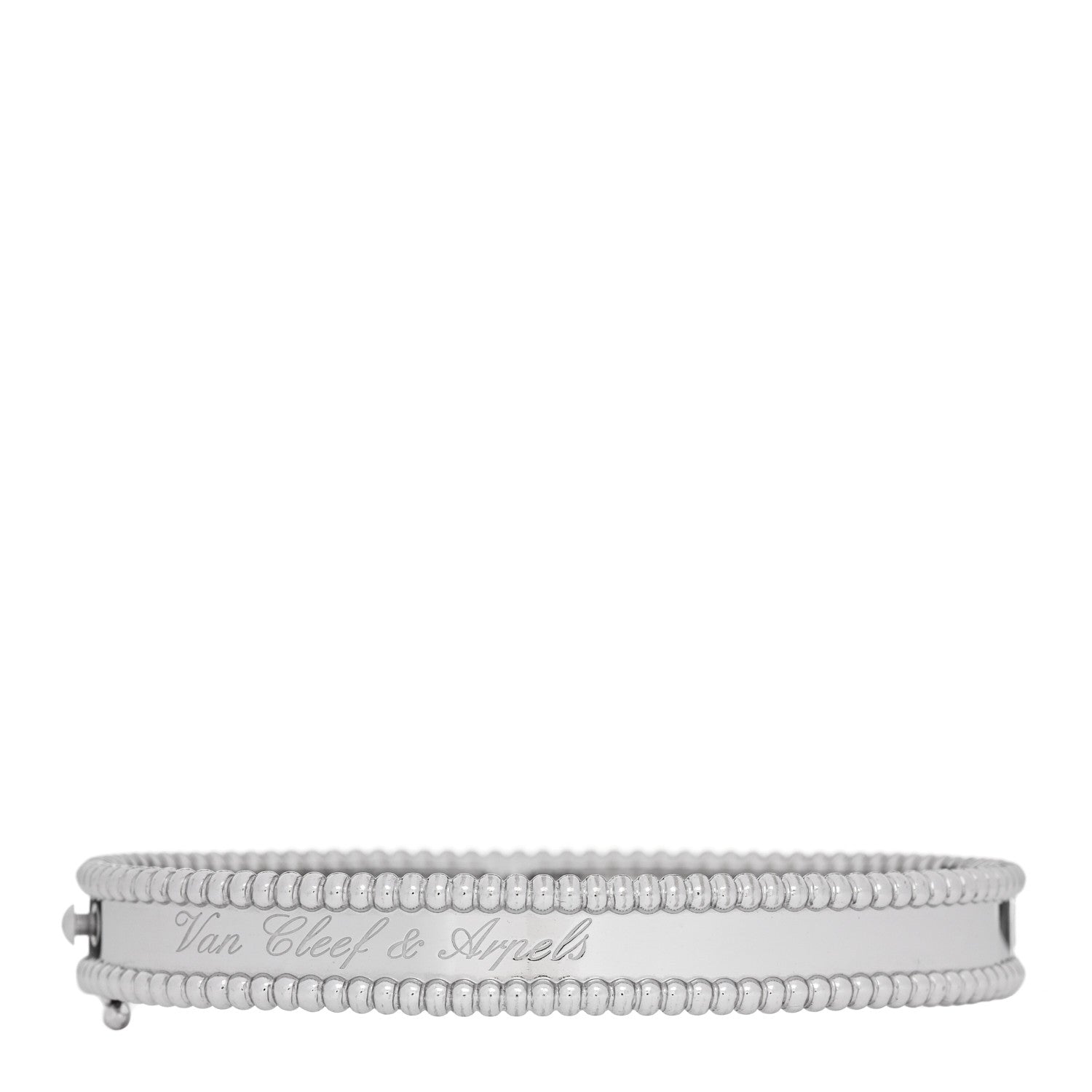 18K White Gold Perlee Signature Bangle Bracelet S