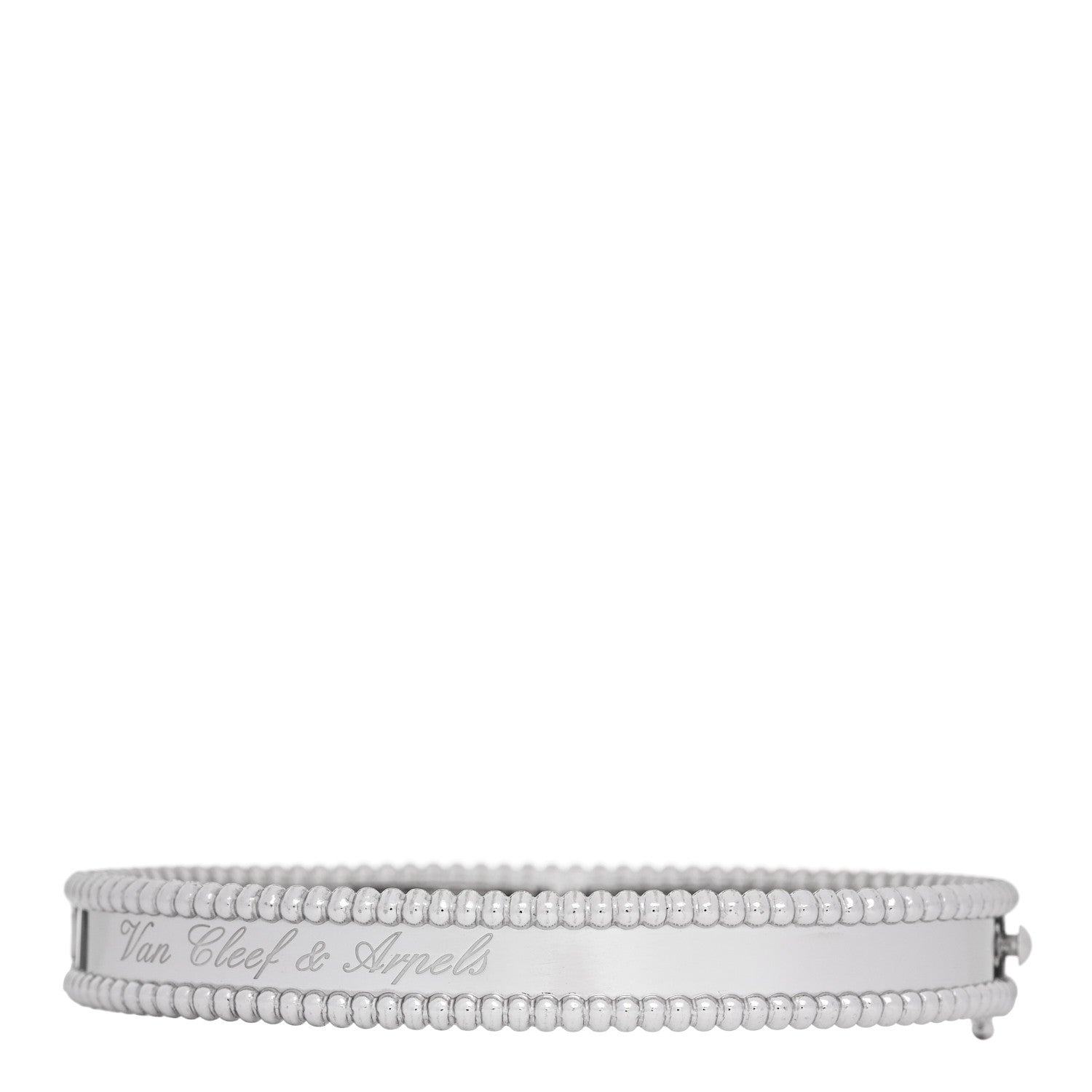 18K White Gold Perlee Signature Bangle Bracelet S — view 2