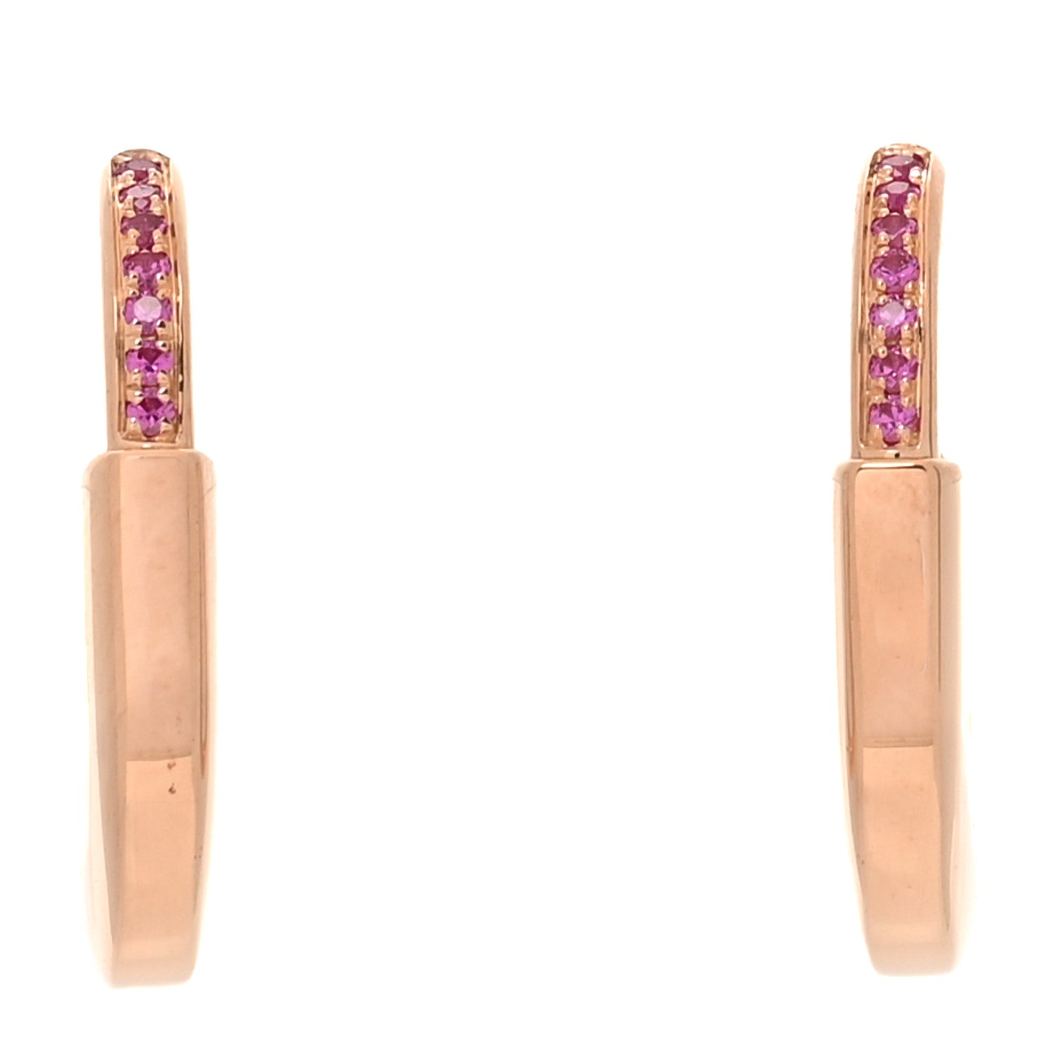 18K Rose Gold Pink Sapphire Small Lock Earrings