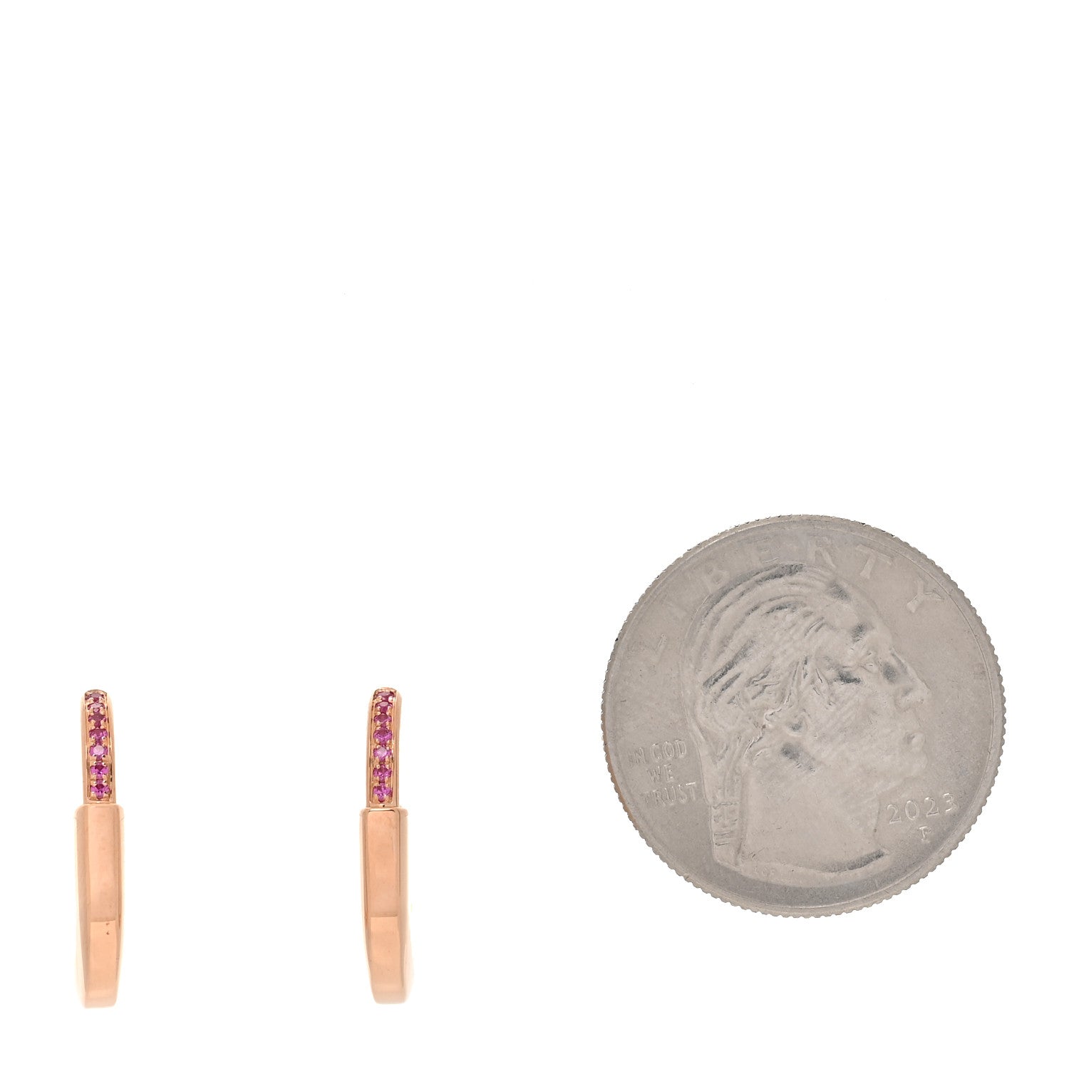 18K Rose Gold Pink Sapphire Small Lock Earrings — view 2