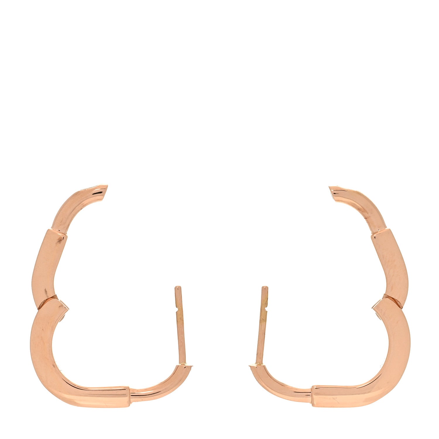 18K Rose Gold Pink Sapphire Small Lock Earrings — view 3