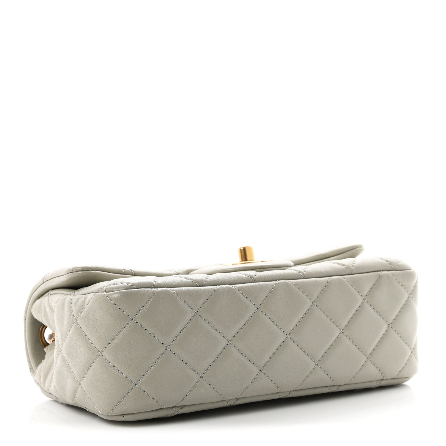 Lambskin Quilted Mini Rectangular Pearl Crush Flap Grey — view 4