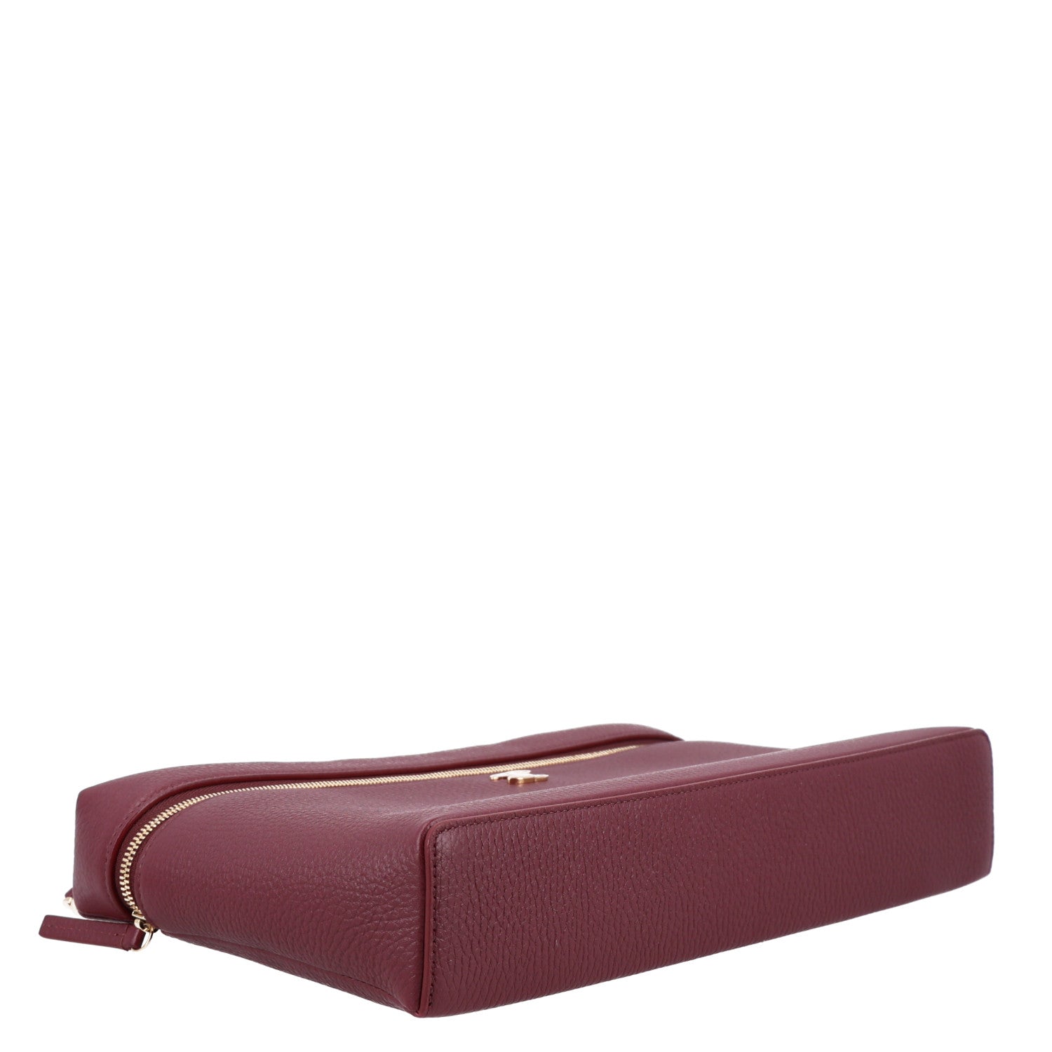 Grained Calfskin Top Handle Slim Vanity Case With Chain Dark Burgundy — view 4