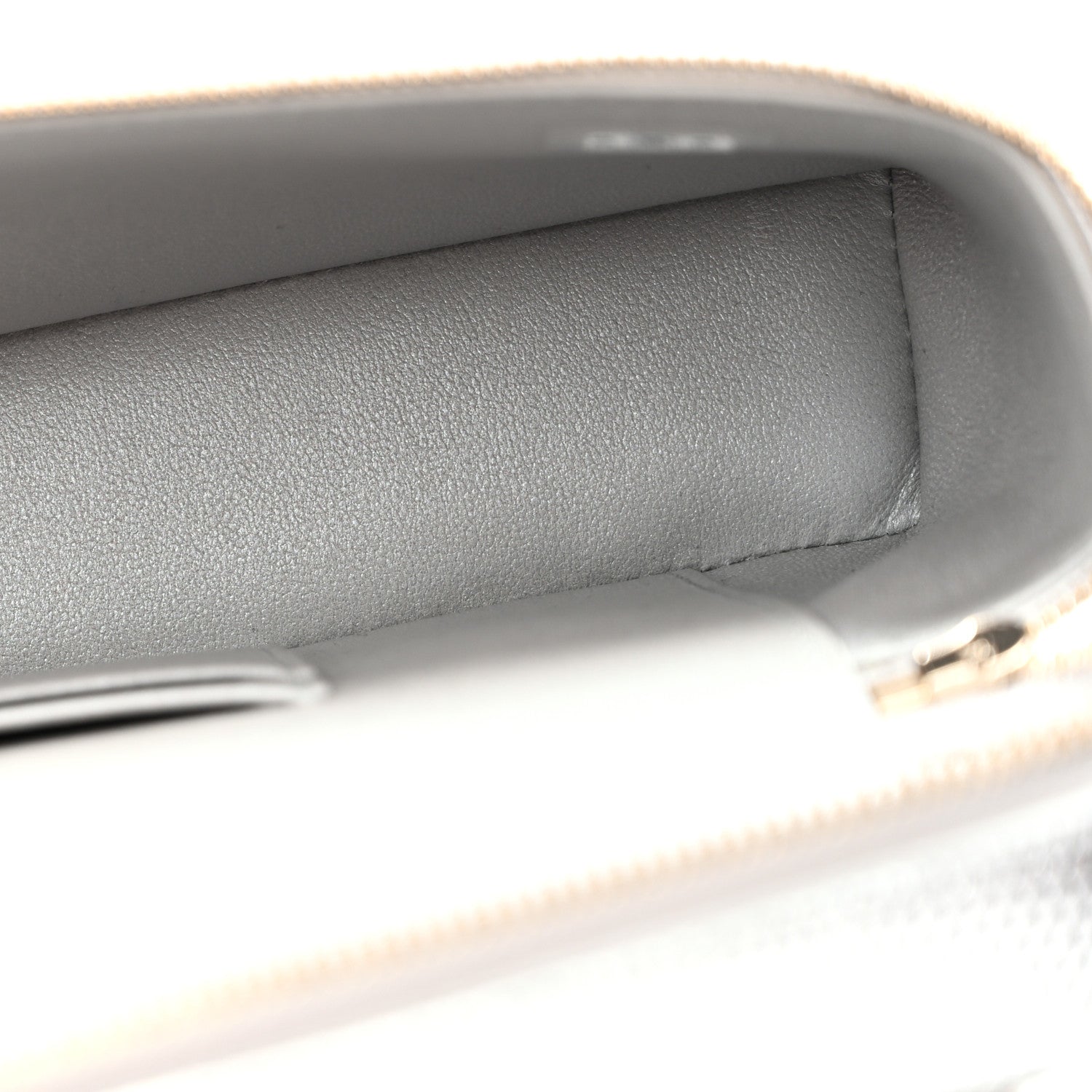 Lizard Embossed Top Handle Slim Vanity With Chain Silver — view 5
