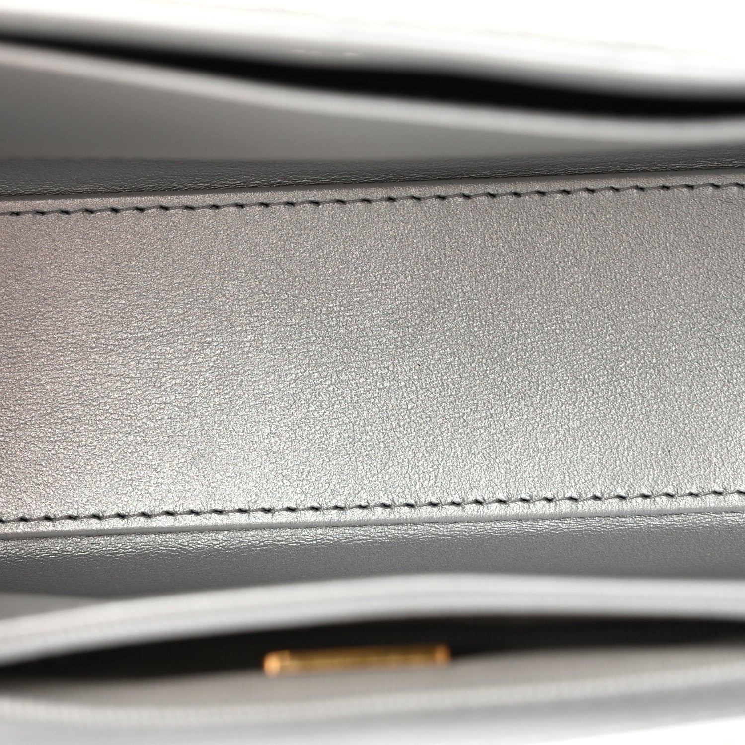 Metallic Aged Calfskin Quilted Nano Kelly Shopper Silvery — view 5
