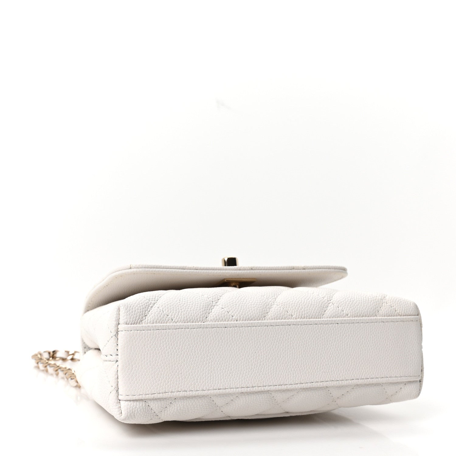 Caviar Quilted Coco Handle Clutch With Chain White — view 4