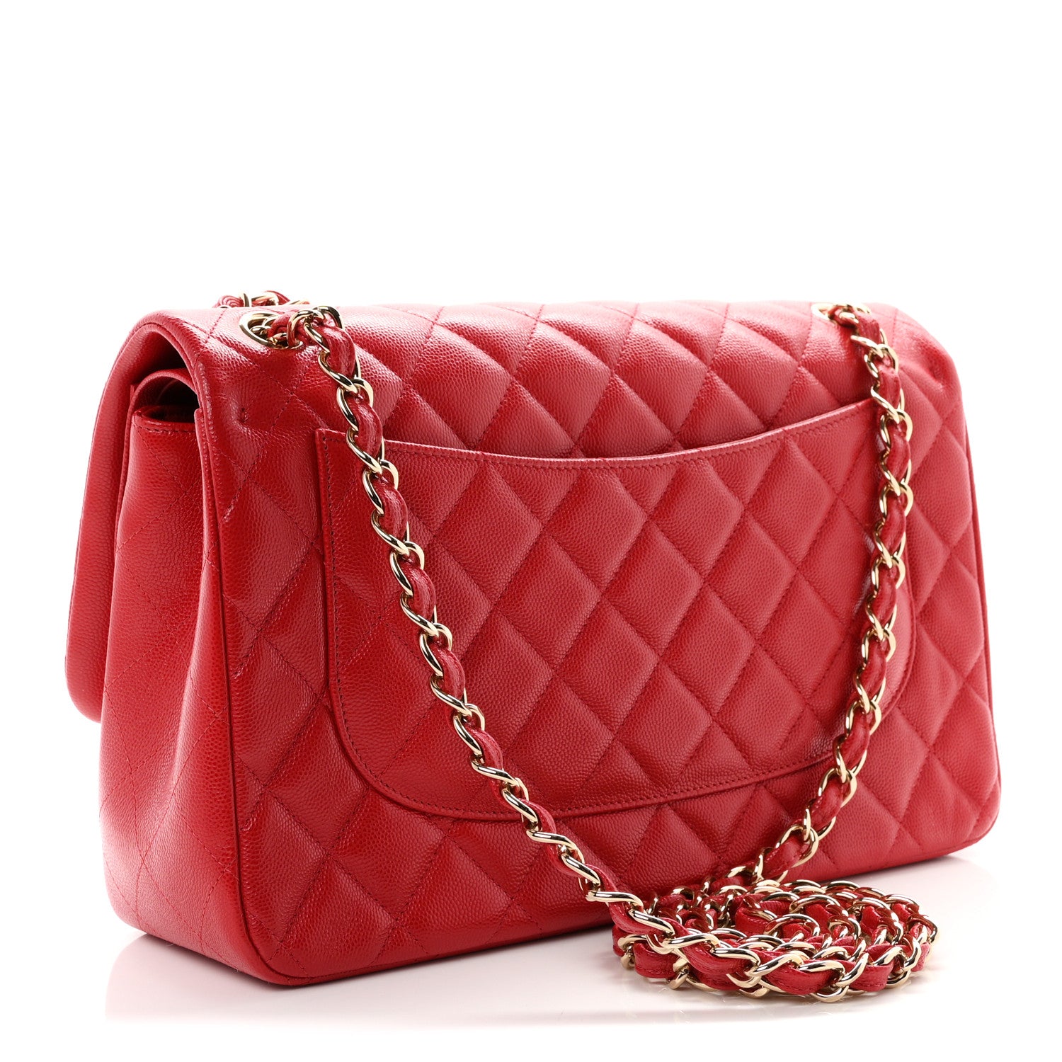 Caviar Quilted Jumbo Double Flap Red — view 3