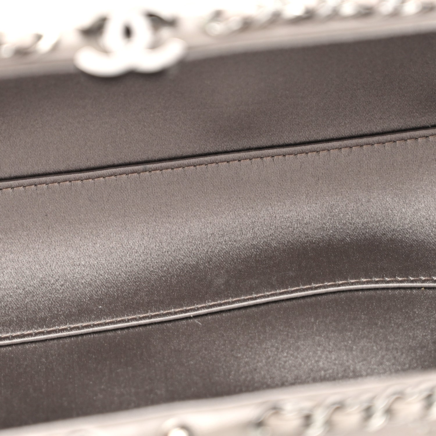 Lambskin Quilted CC Studded Chain Around Clutch Grey — view 5