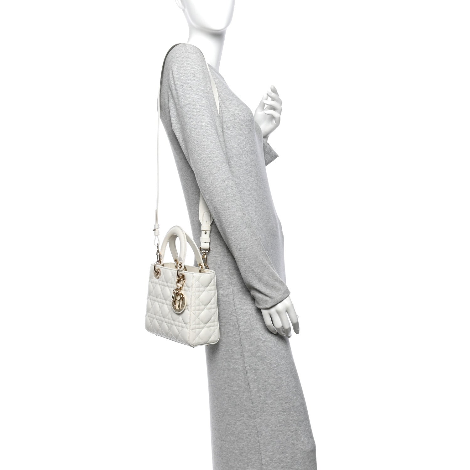Lambskin Cannage Small My ABCDior Lady Dior White — view 2