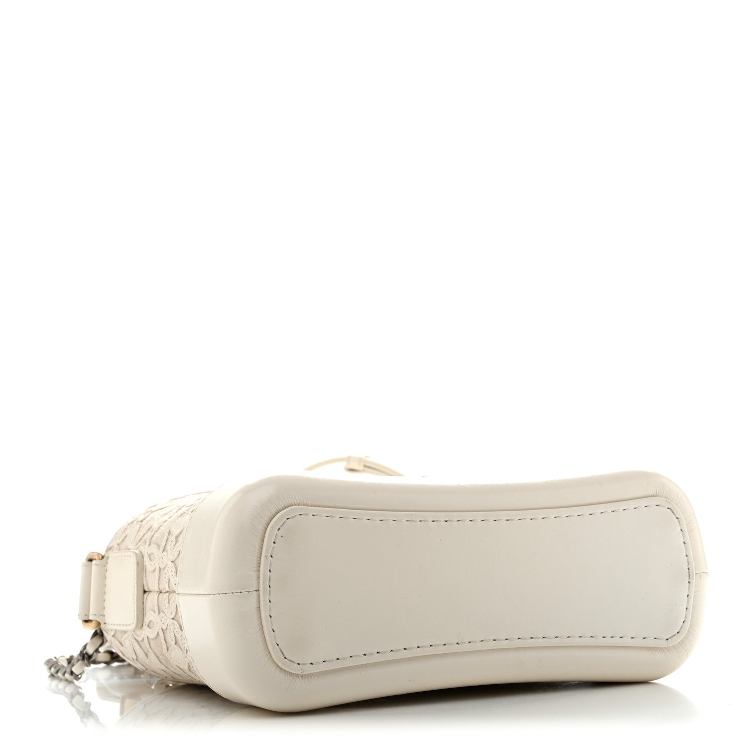 Calfskin Wool Felt Embossed Small Gabrielle Logo Hobo White — view 4