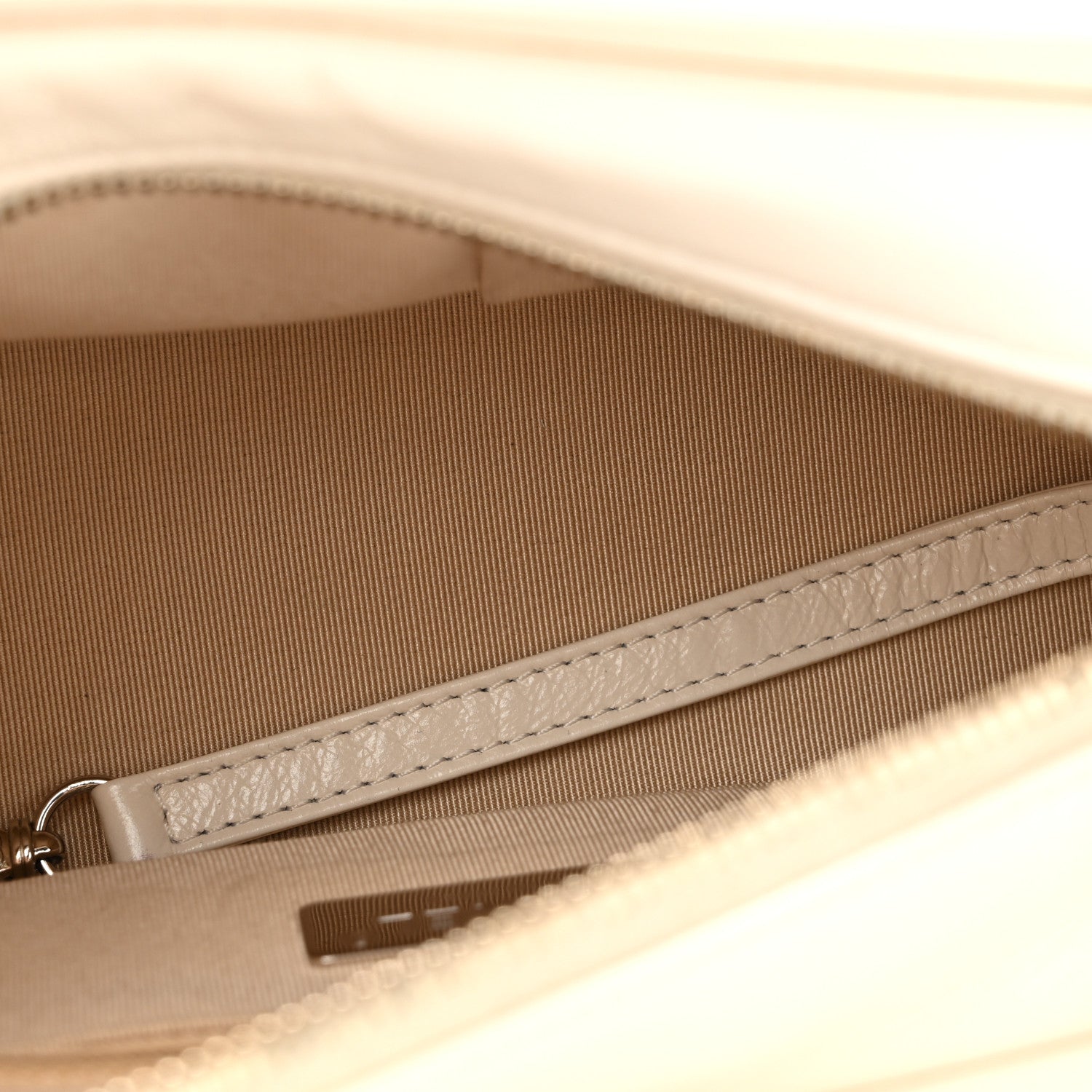 Calfskin Wool Felt Embossed Small Gabrielle Logo Hobo White — view 5
