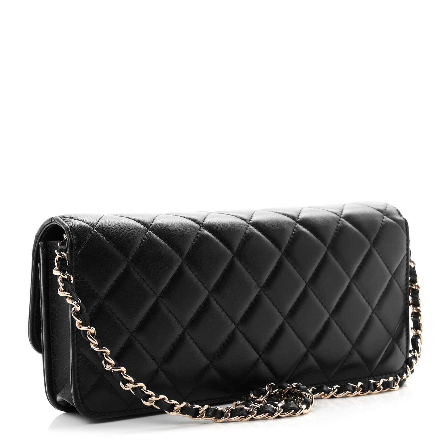 Lambskin Quilted Pearl CC Flap Clutch Black — view 3