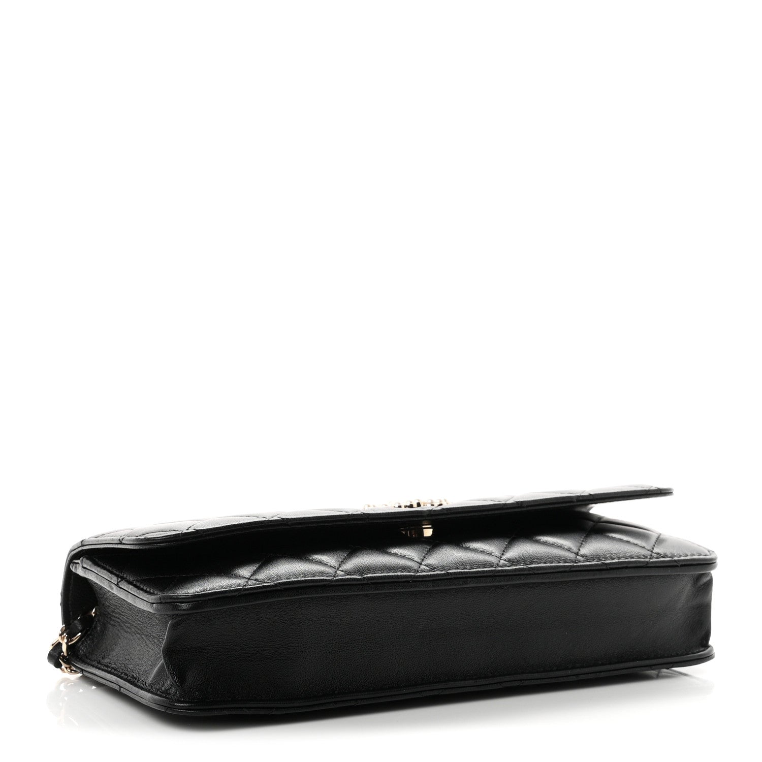 Lambskin Quilted Pearl CC Flap Clutch Black — view 4