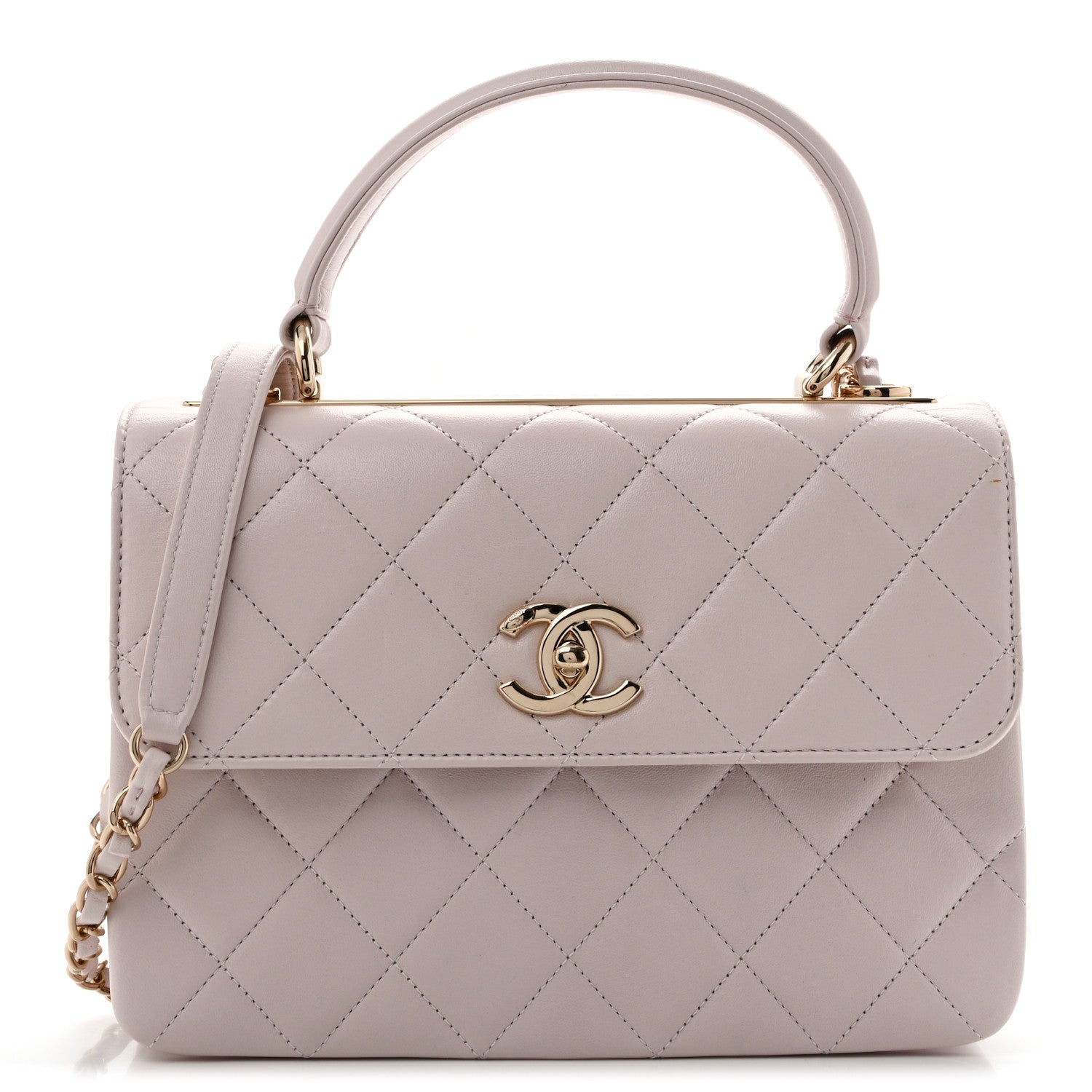 Lambskin Quilted Small Trendy CC Dual Handle Flap Bag Light Purple