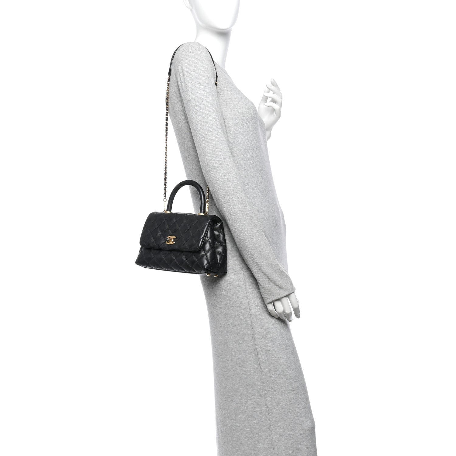 Caviar Quilted Mini Coco Handle Flap Black — view 2
