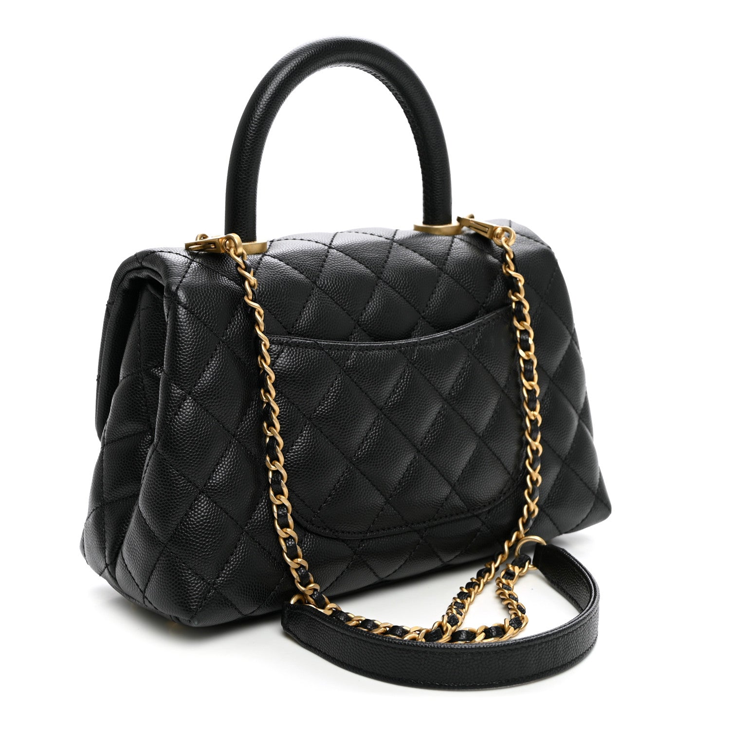 Caviar Quilted Mini Coco Handle Flap Black — view 3