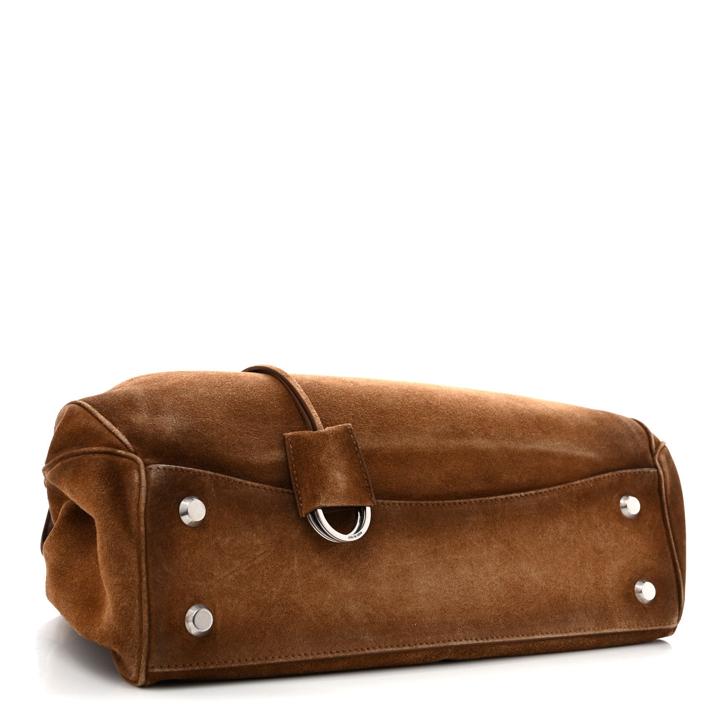 Waxed Suede Calfskin Medium Rodeo Top Handle Handbag Camel — view 4