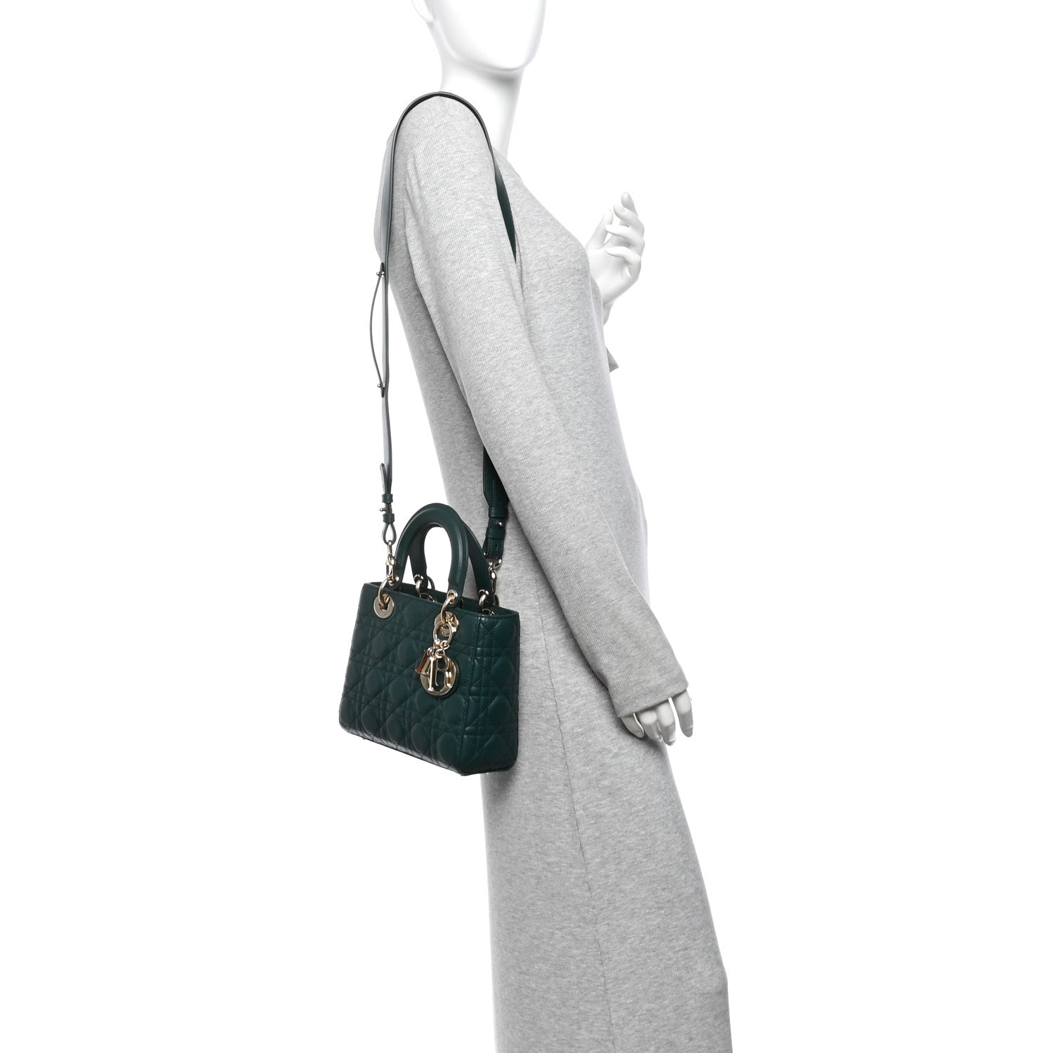 Lambskin Cannage Small My ABCDior Lady Dior Dark Green — view 2