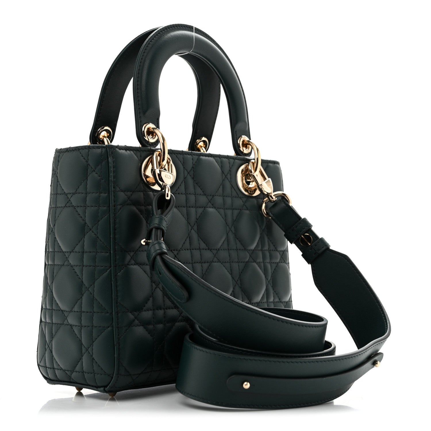 Lambskin Cannage Small My ABCDior Lady Dior Dark Green — view 3