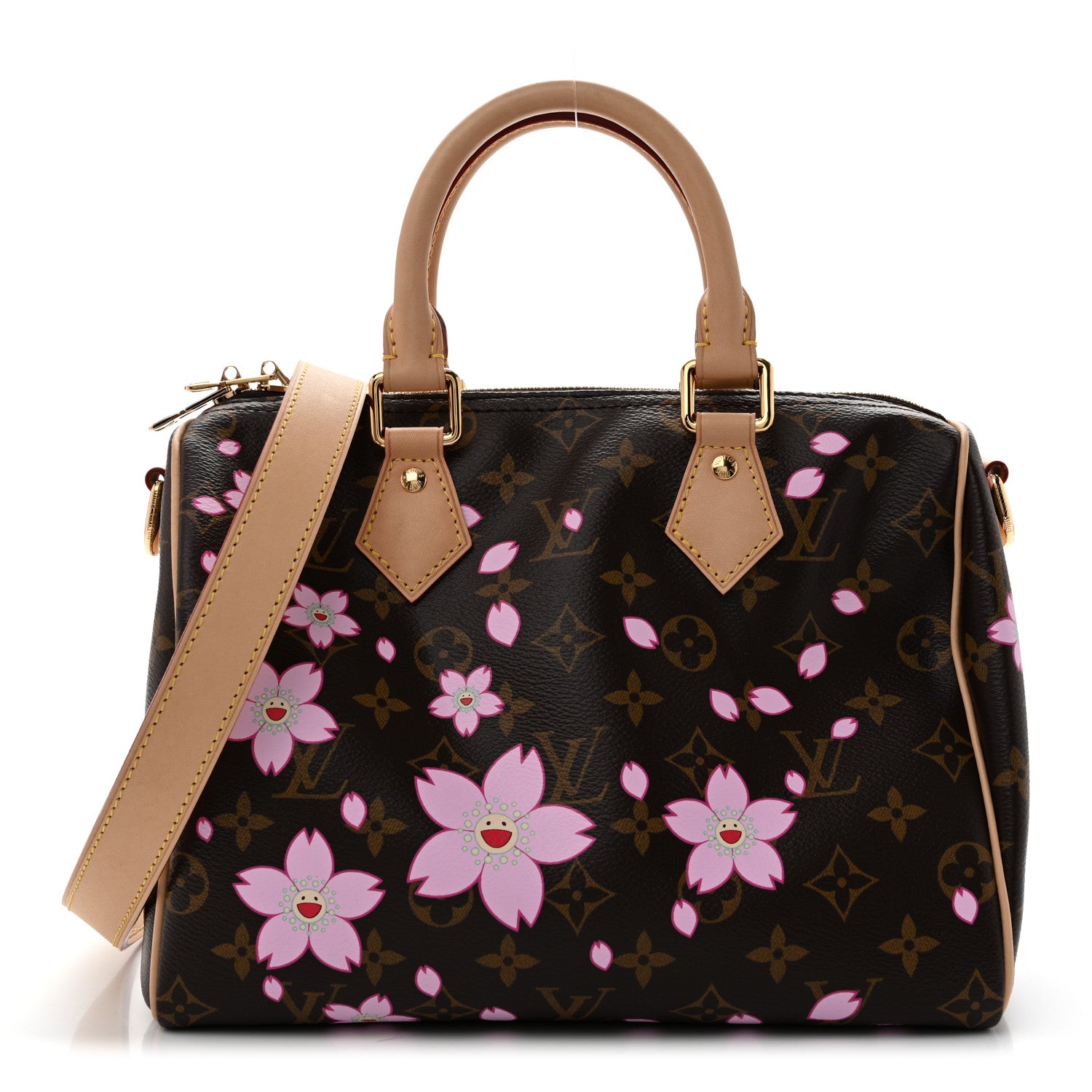 LV X TM Monogram Cherry Blossom Speedy Bandouliere 25 Sakura Brown