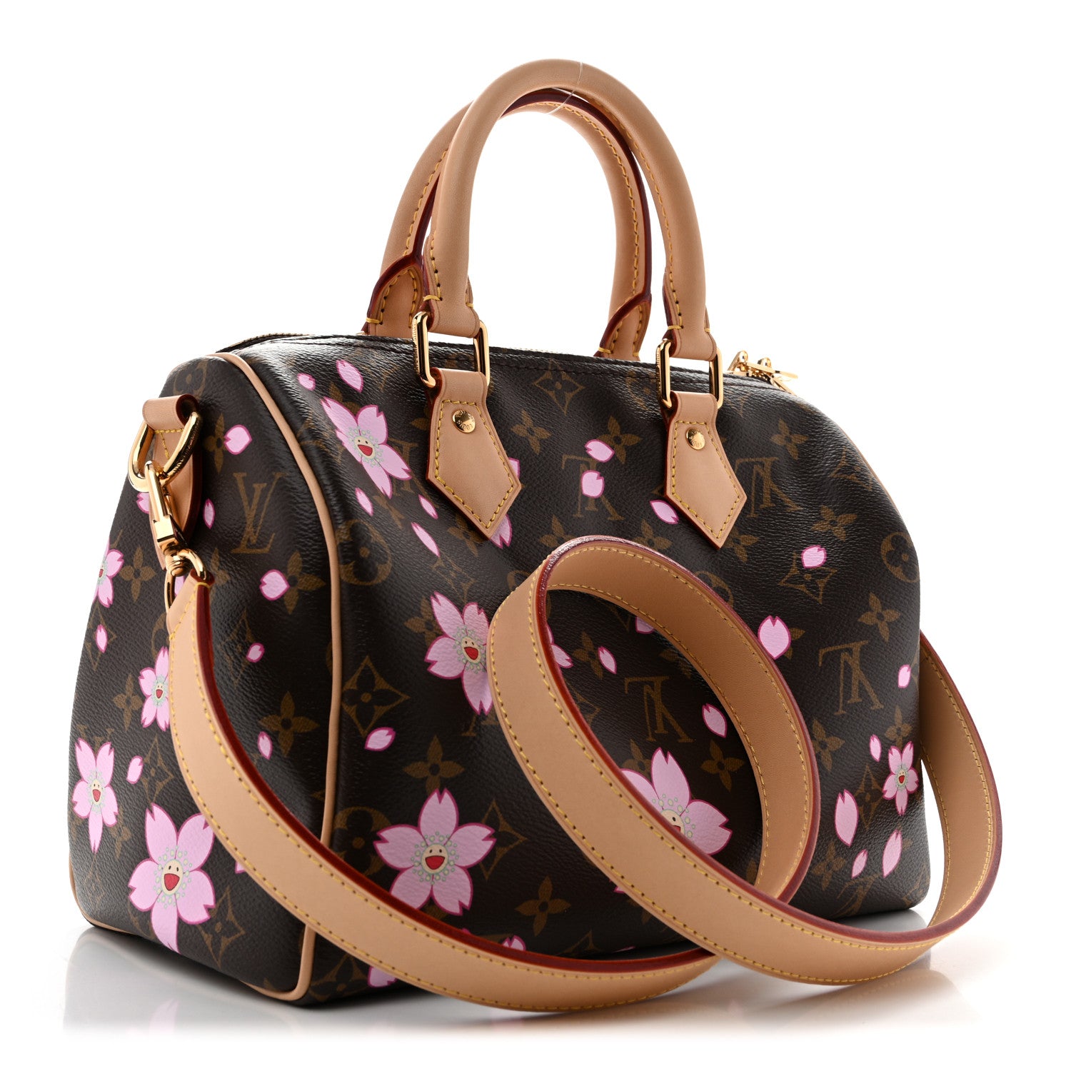 LV X TM Monogram Cherry Blossom Speedy Bandouliere 25 Sakura Brown — view 3