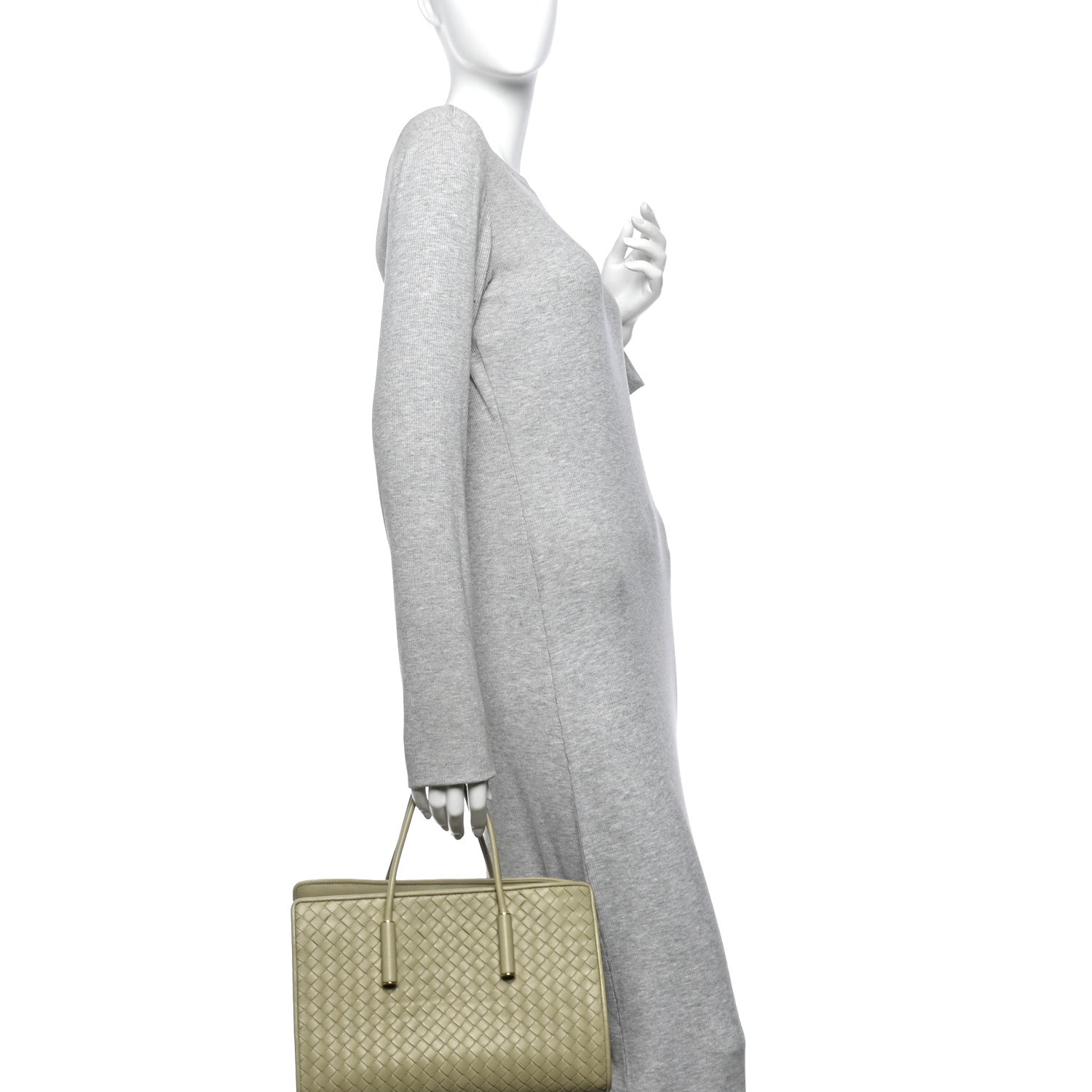Nappa Intrecciato Small Barbara Tote Travertine — view 2